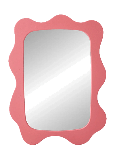 Wall Mirror Waves Mdf Dark Pink - Dekorativt TilbehøR
