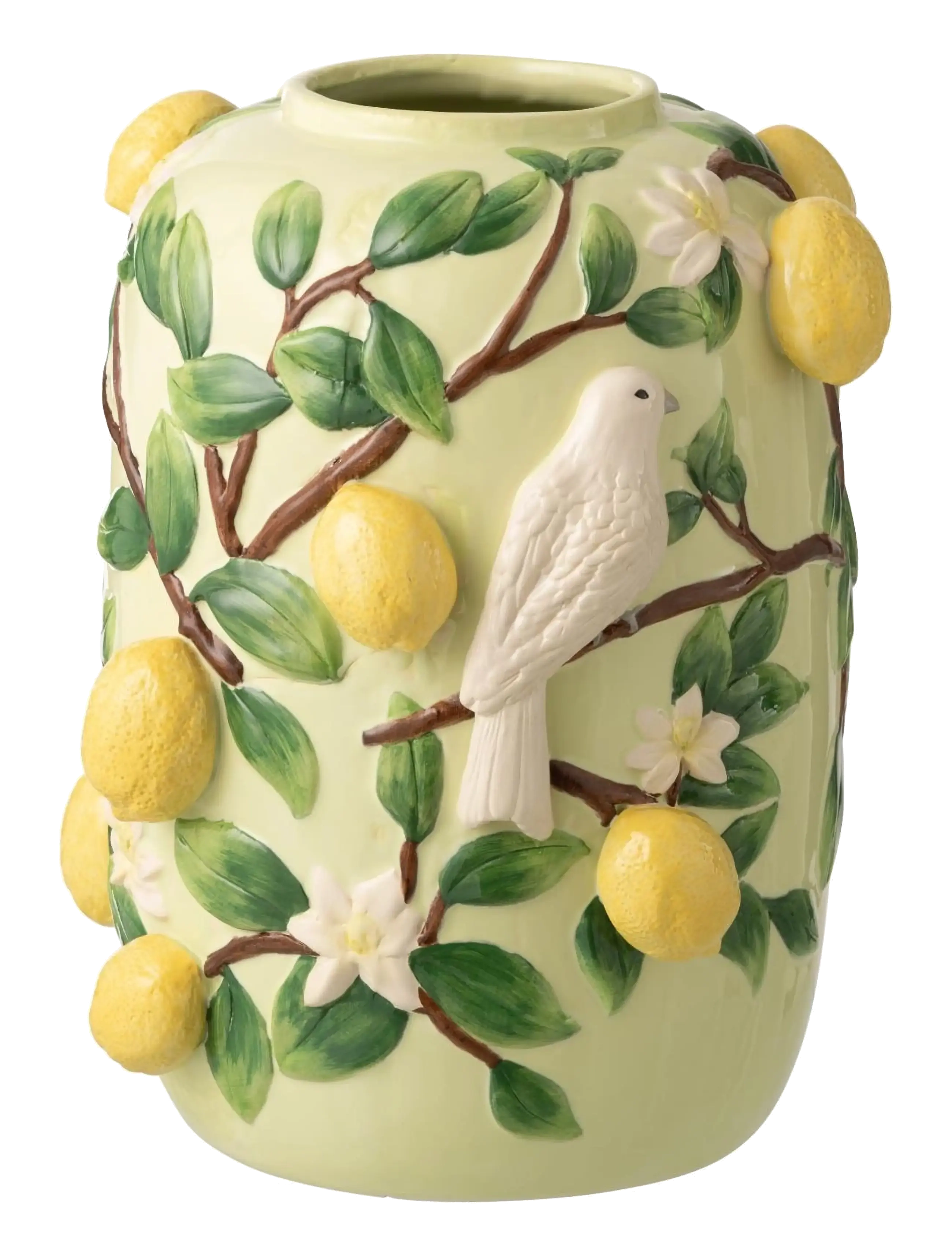 J-Line VASE BIRD/LEMONS GRN/YELL L - Nyheter - GREEN / green