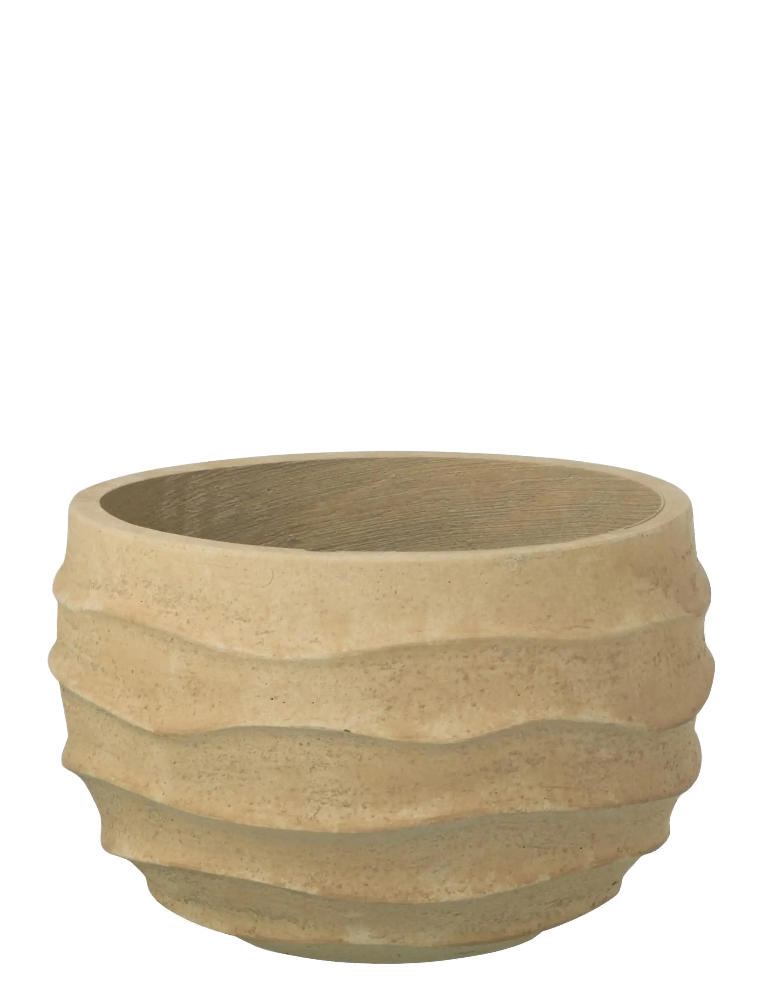 J-Line Flwrpot Waves+Outdoor Bei S, Flower Pots, Beige, Str: H24.5CM