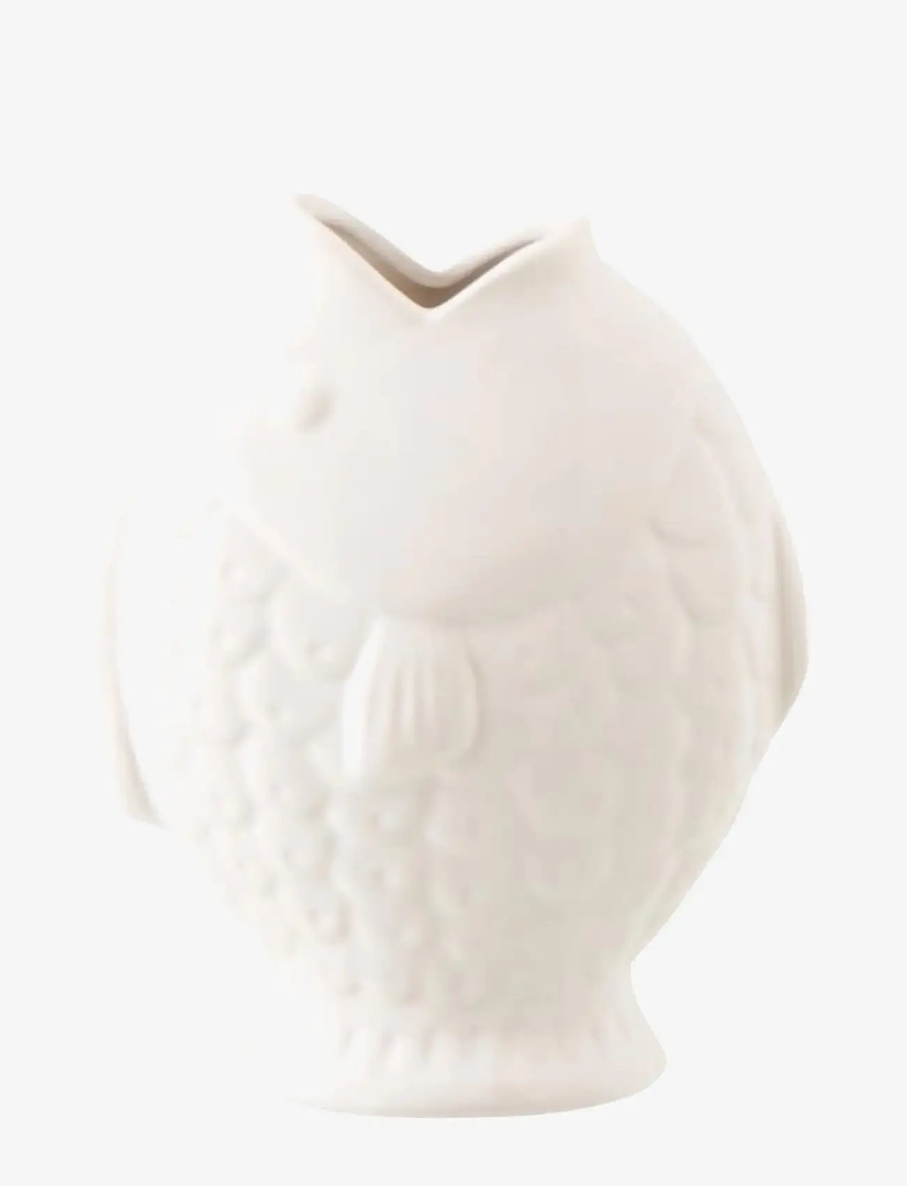 J-Line - VASE FISH WIDE STONEWARE WHITE - skulpturer & figurer - white - 1
