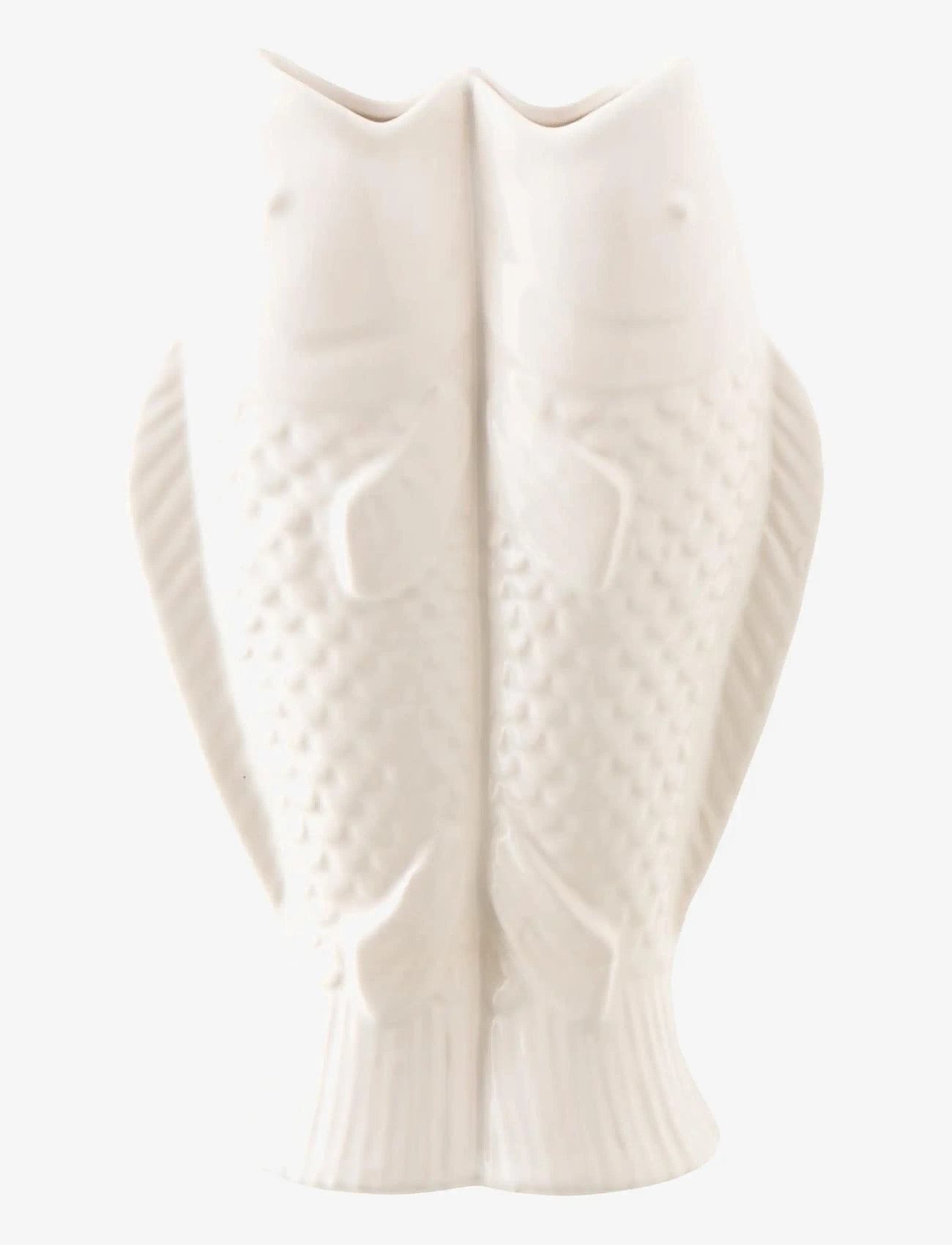 J-Line - VASE 2 FISH STONEWARE WHITE - skulpturer & figurer - white - 1