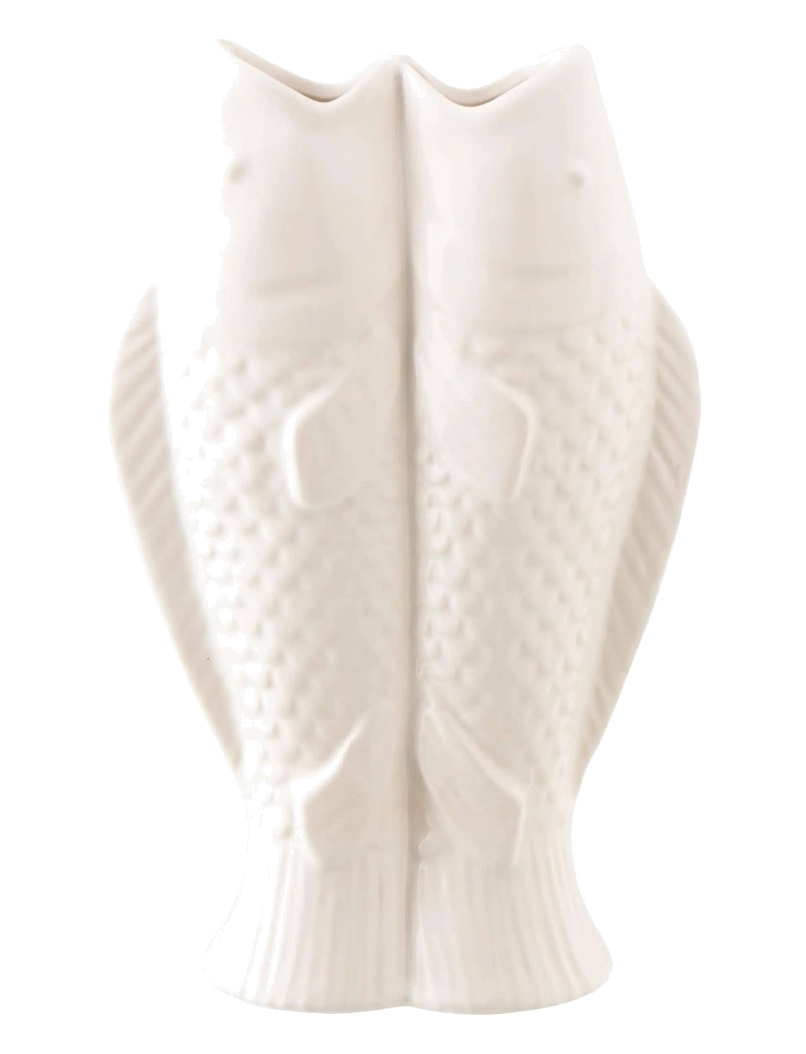 J-Line VASE 2 FISH STONEWARE WHITE - Nyheter - WHITE / white
