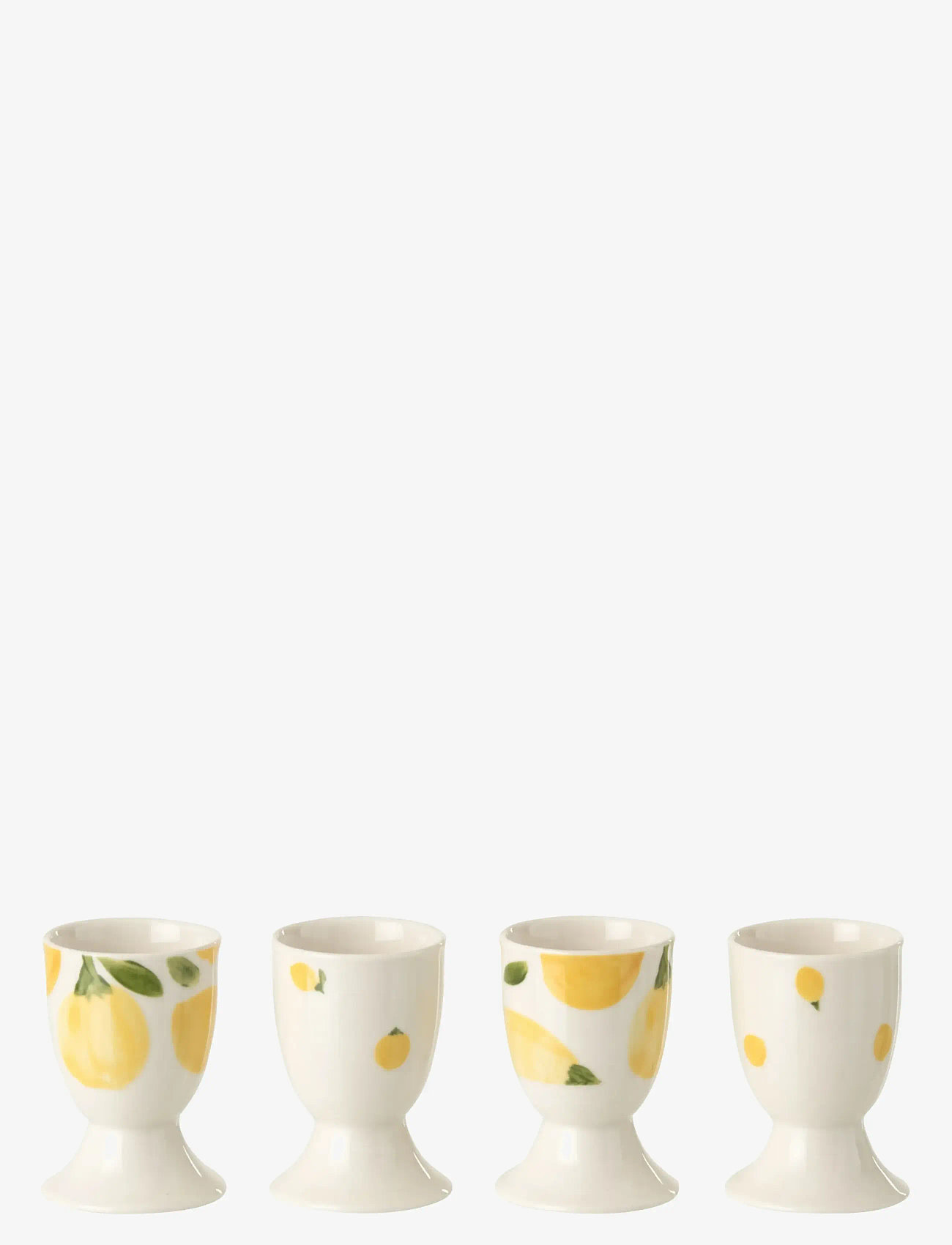 J-Line - S/4 EGG CUP LEM CERAM WH/YELL - Æggebægre - white - 1