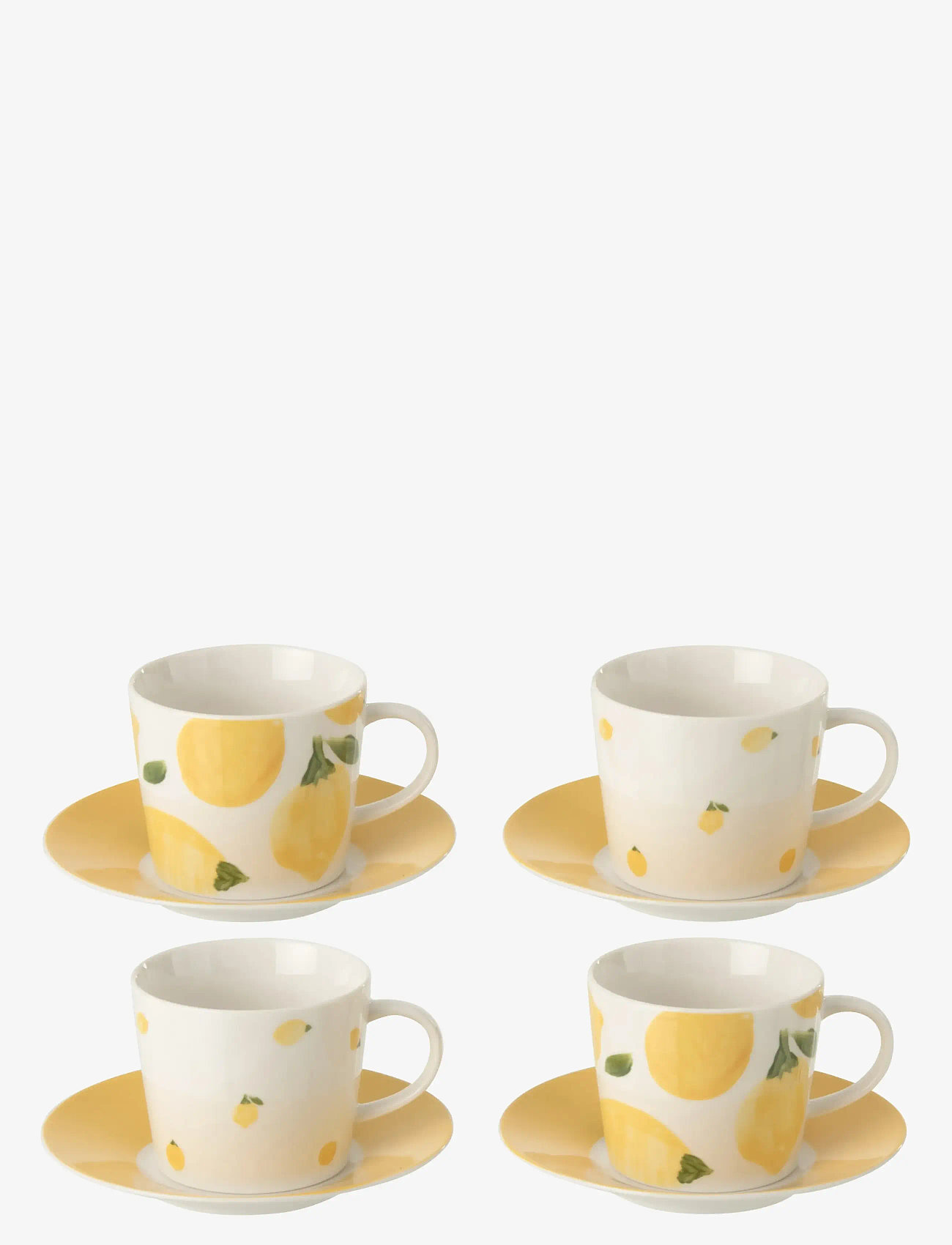 J-Line S/4 COFFEE CUP + SAUCER LEM WH/YELL L - Muggar & Koppar - WHITE / yellow