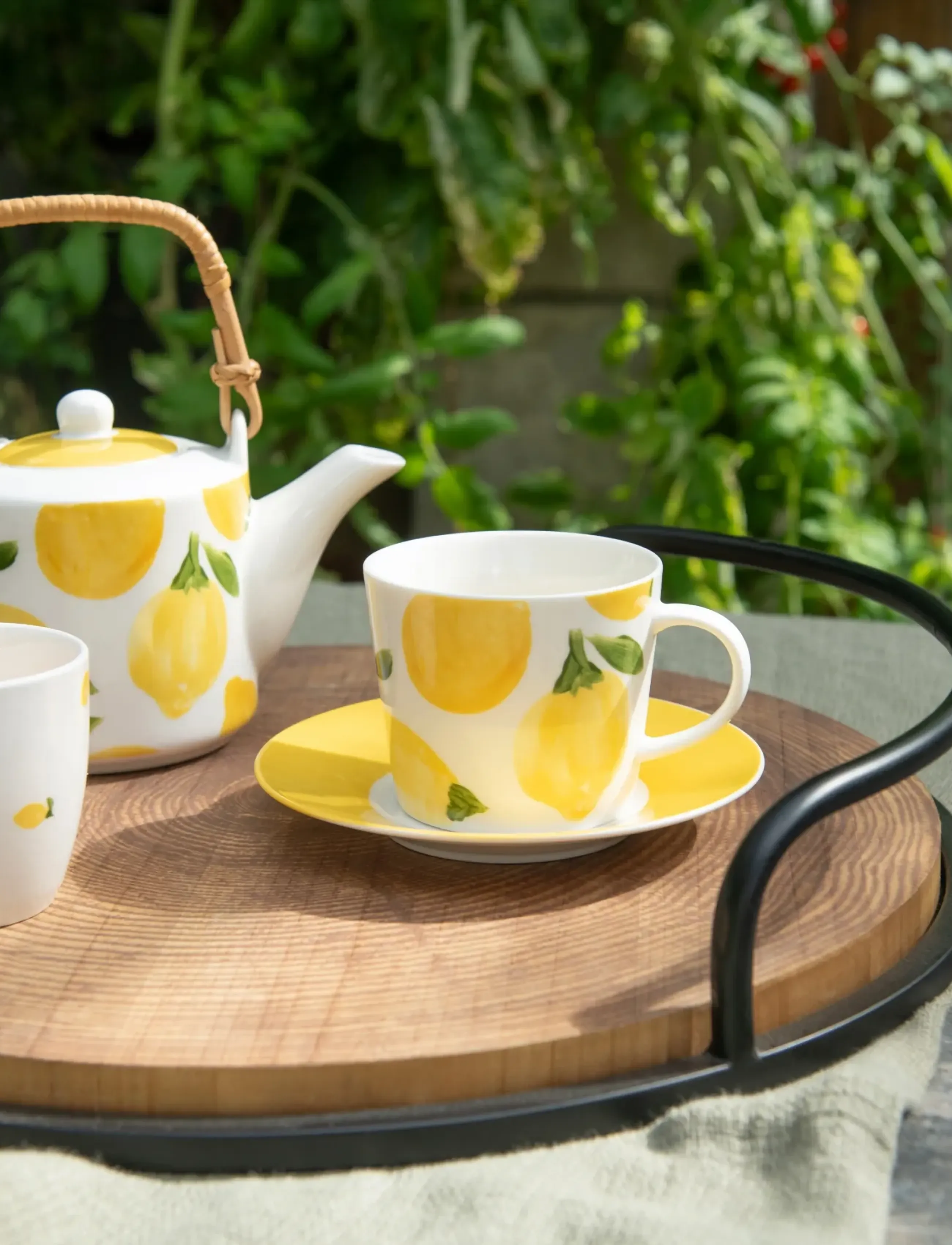 J-Line - S/3 TEAPOT+CUPS LEM CERAM WH/YELL - teapots - white - 4