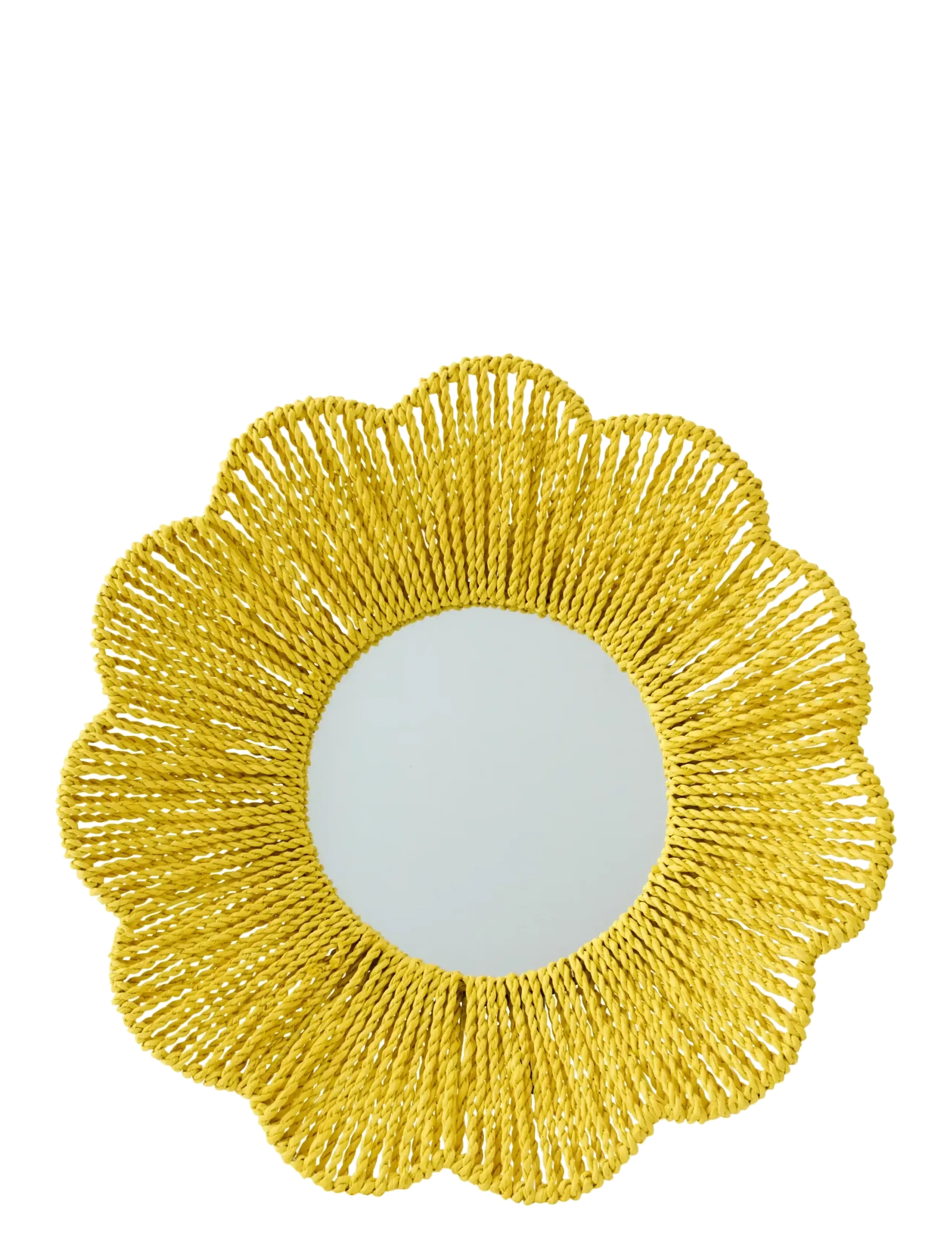 J-Line Wall Mirror Raffia Yellow, One Size, Mirrors, Gelb - Kinder