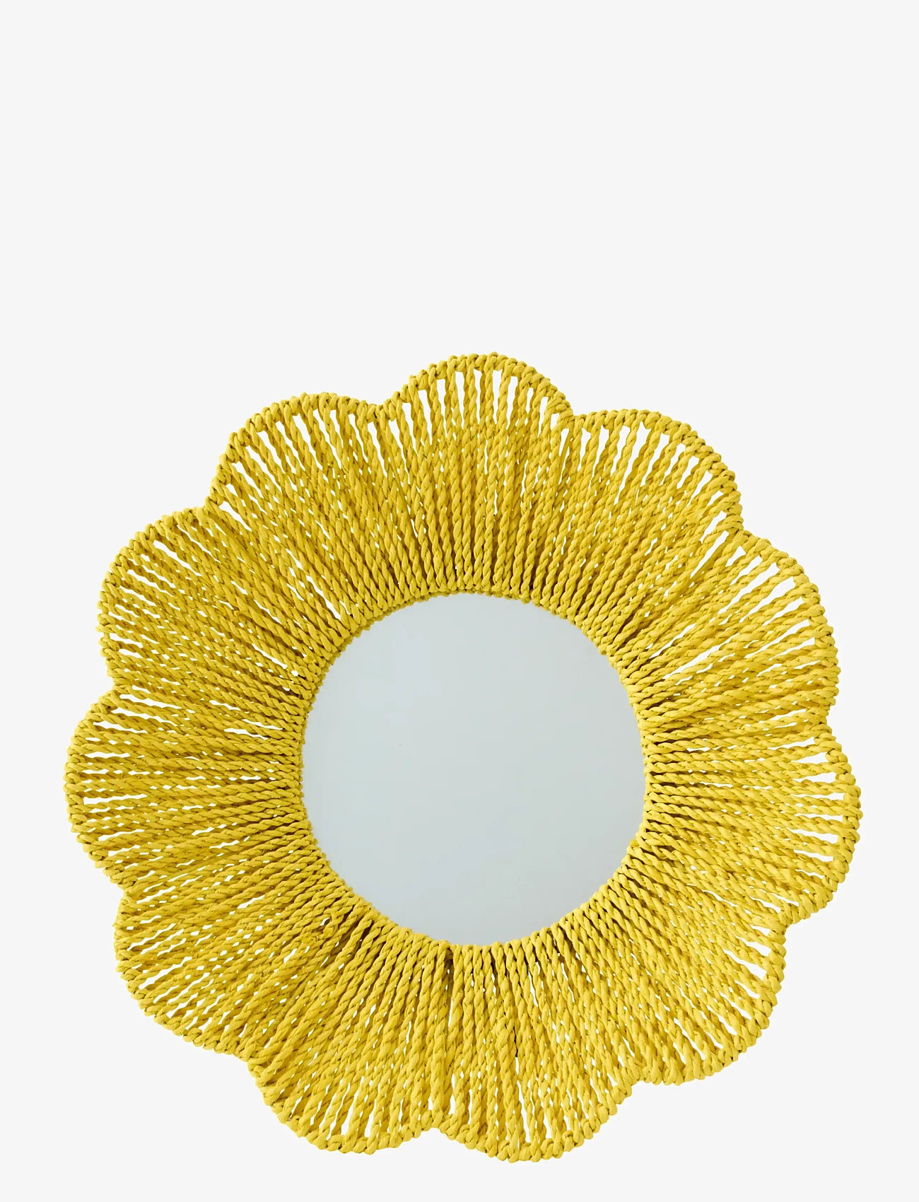 J-Line - WALL MIRROR RAFFIA YELLOW - dekoratsioonid - yellow - 0
