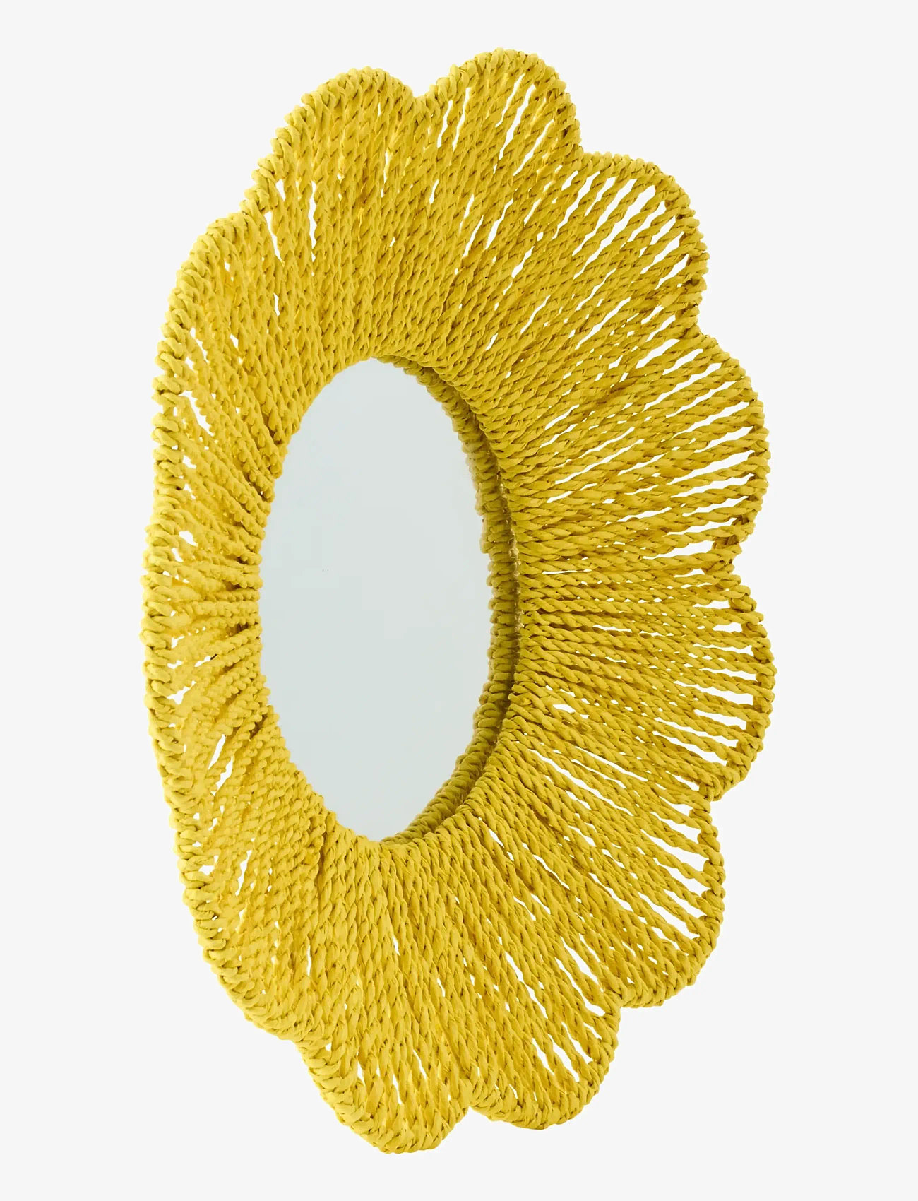J-Line - WALL MIRROR RAFFIA YELLOW - dekoratsioonid - yellow - 1