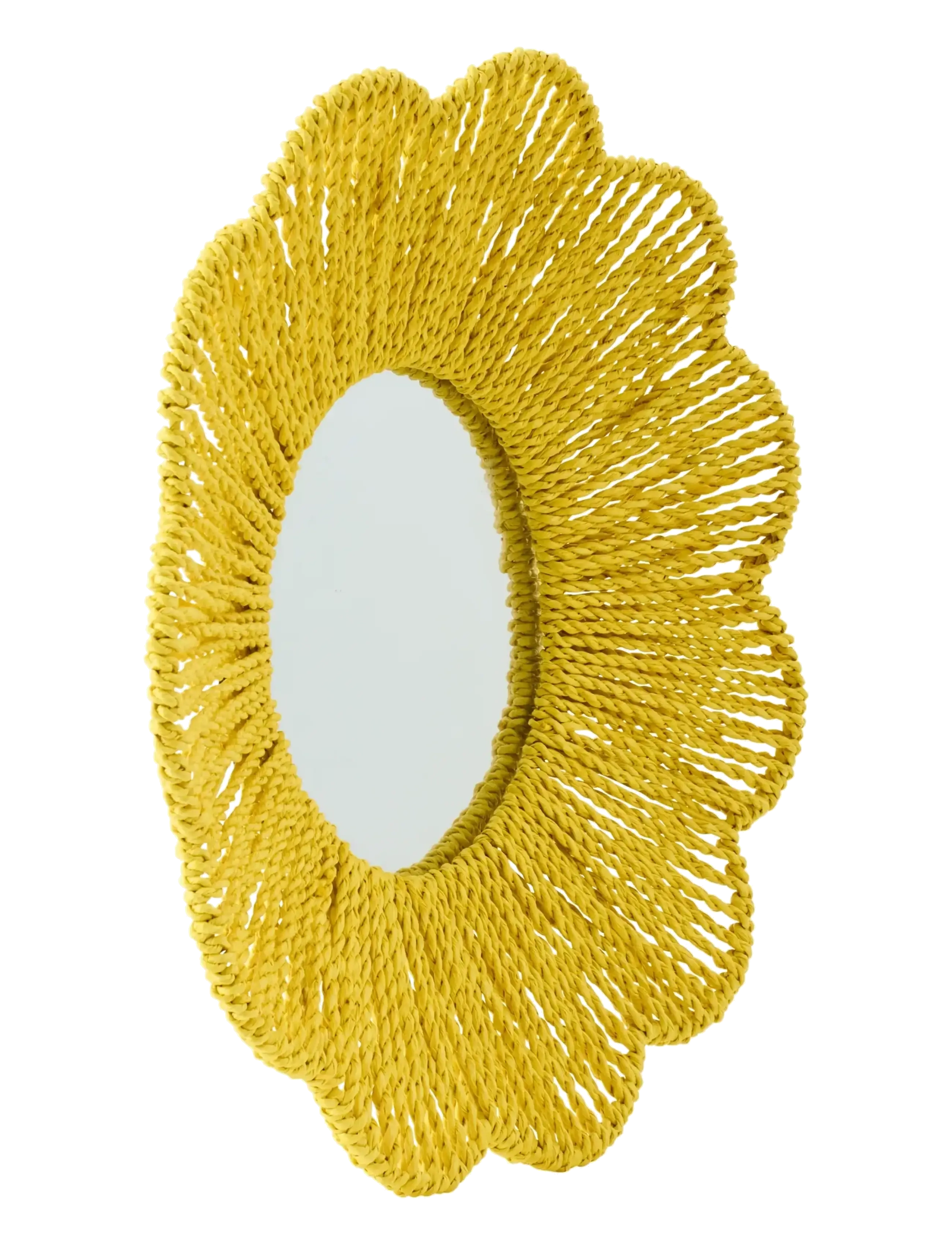 J-Line - WALL MIRROR RAFFIA YELLOW - skreytingar - yellow - 1