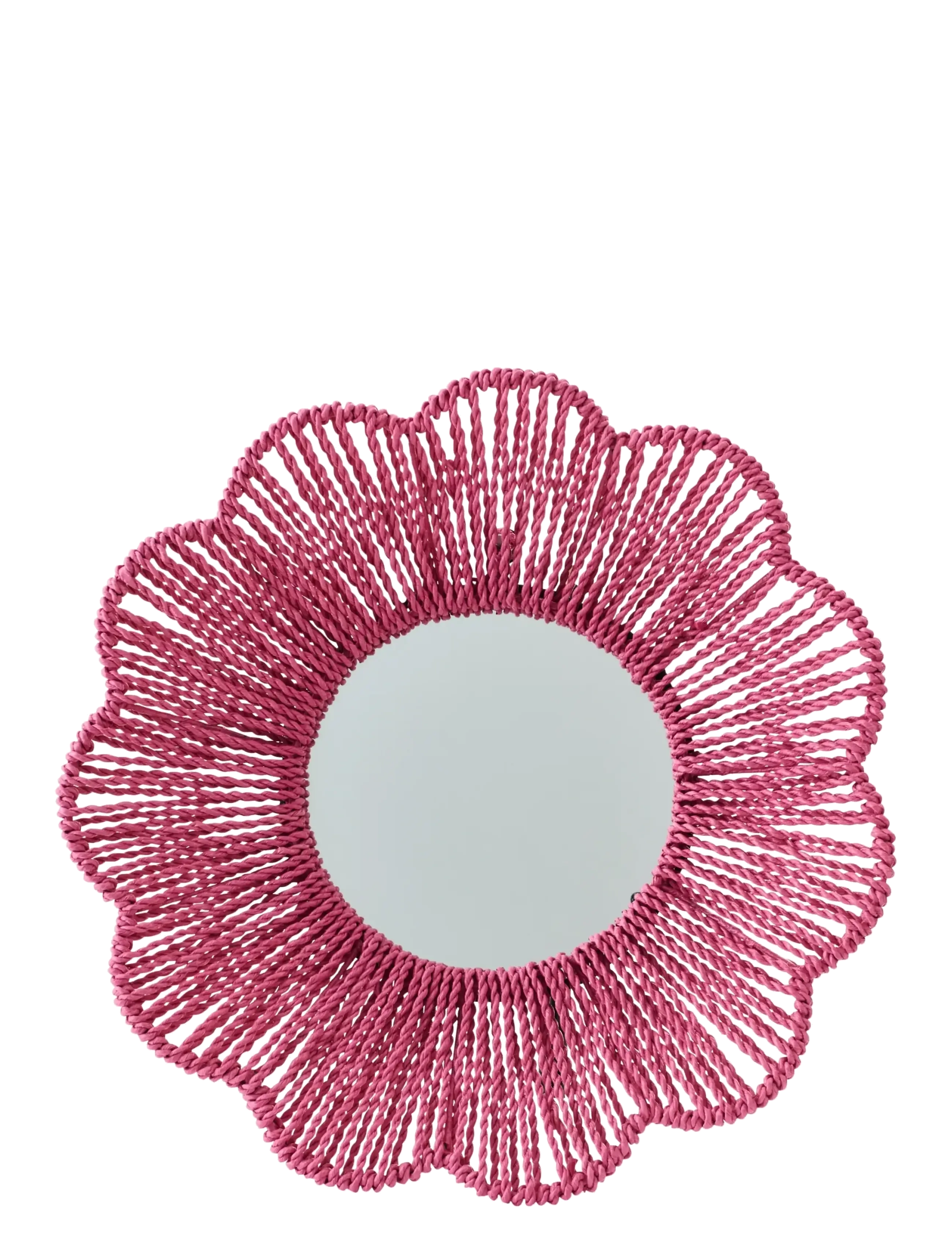 J-Line Wall Mirror Raffia Dark Pink, One Size, Mirrors, Rosa - Kinder