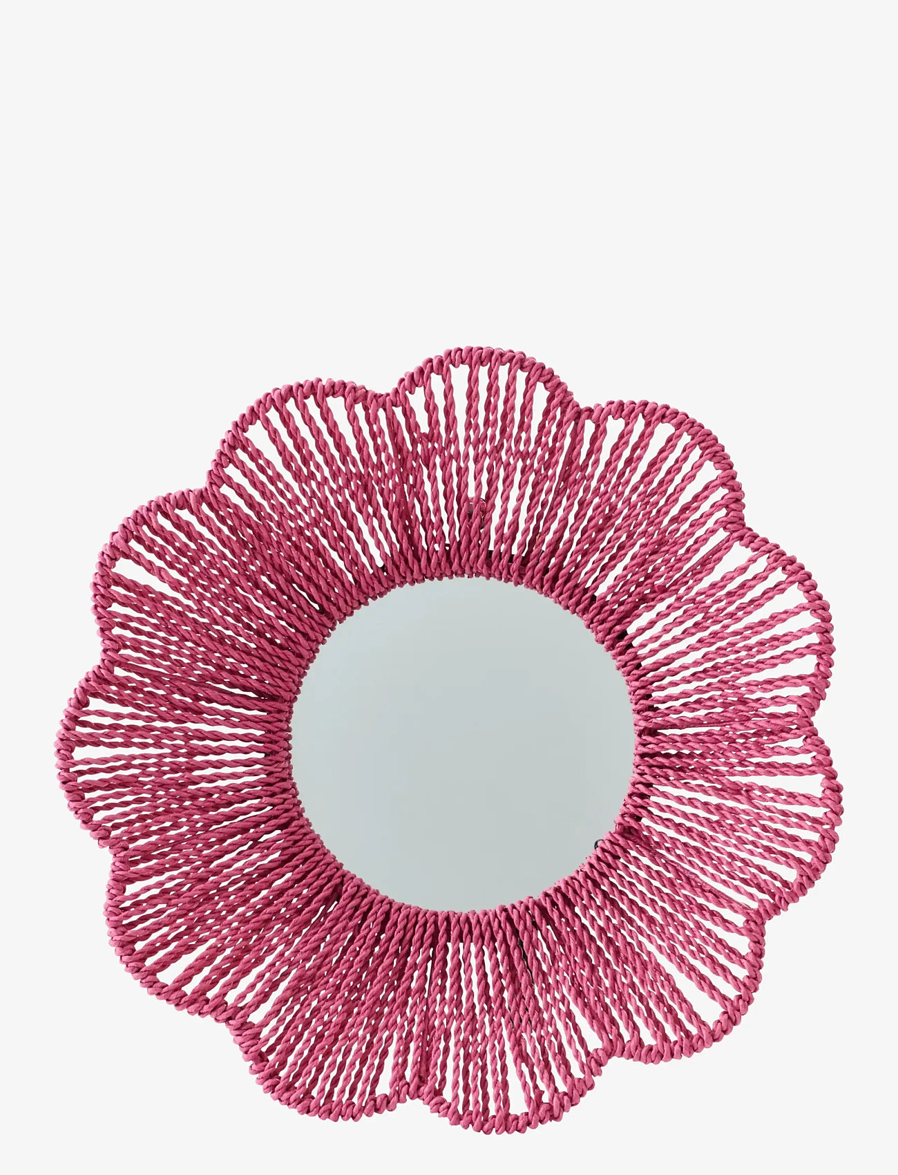 J-Line - WALL MIRROR RAFFIA DARK PINK - dekoratsioonid - pink - 0