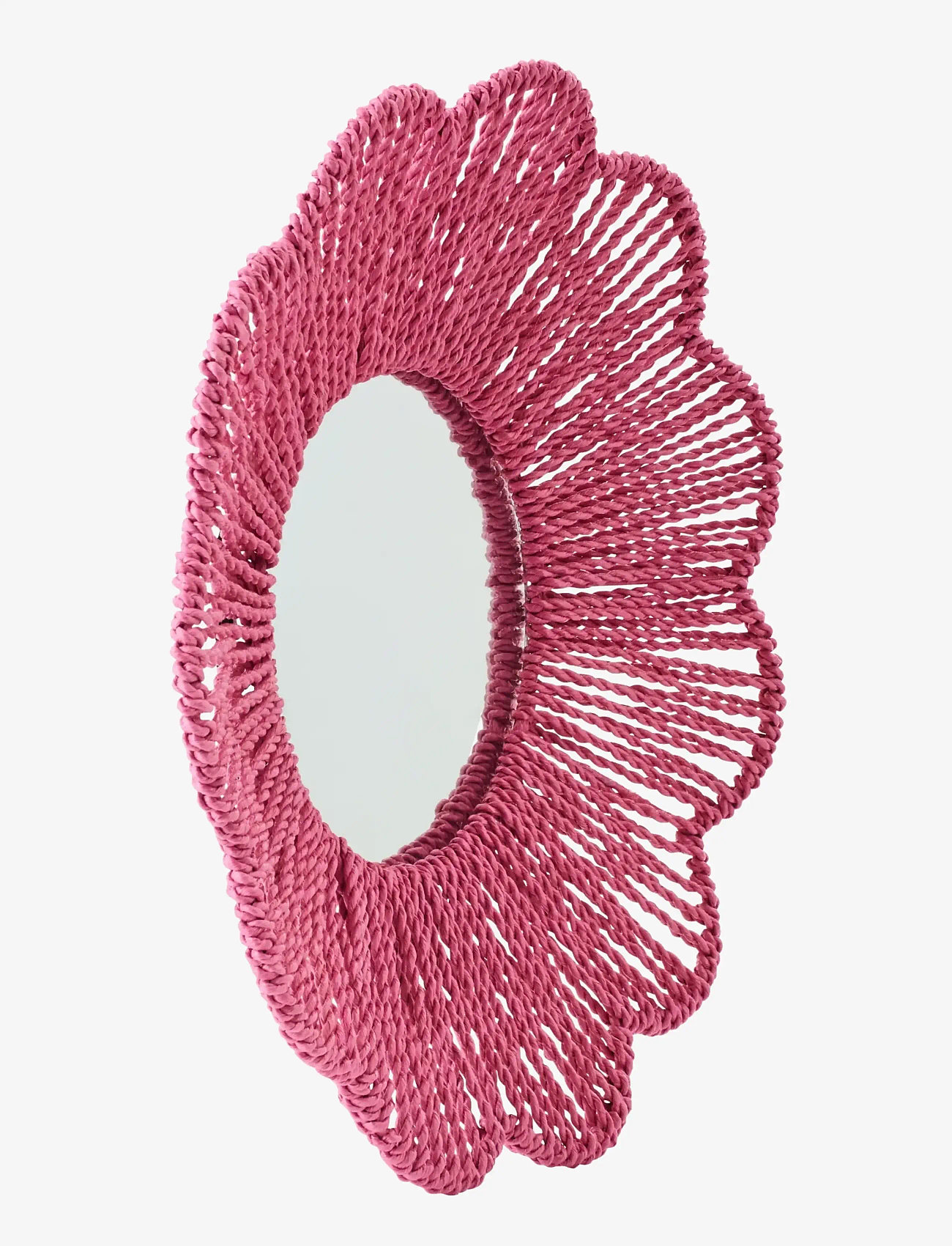 J-Line - WALL MIRROR RAFFIA DARK PINK - dekoratsioonid - pink - 1