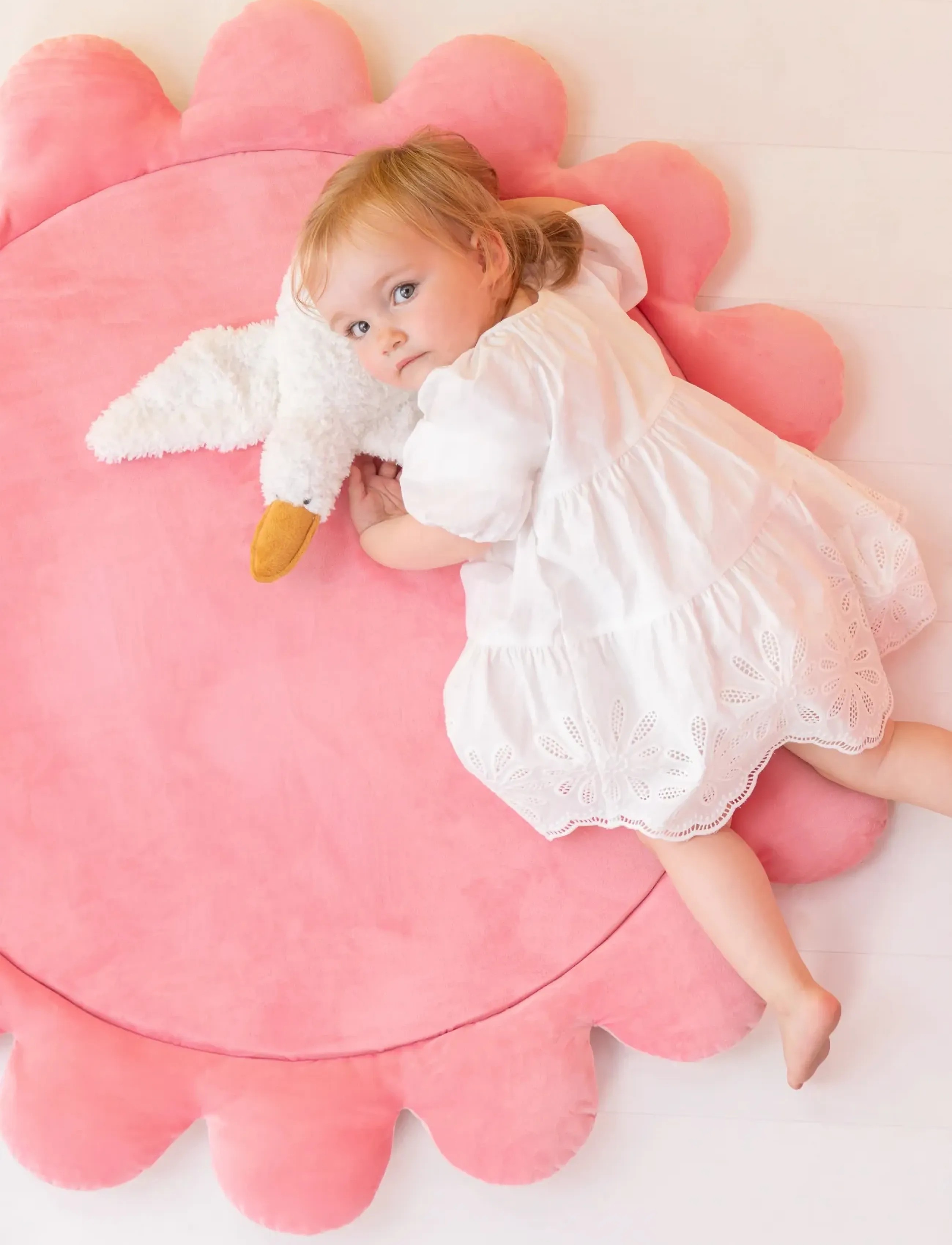 J-Line Playmat Flower Polyester Dark Pink/Light Pink, One Size, Rugs And Carpets, Rosa - Round Rugs, Kinder