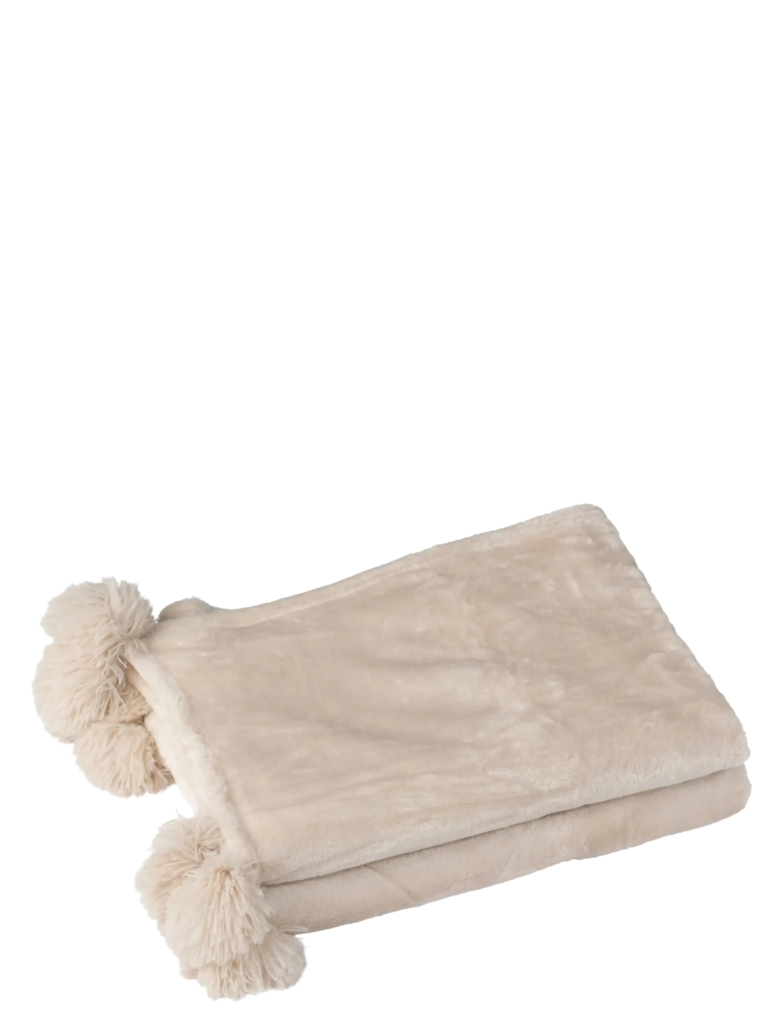 J-Line - PLAID POMPOM POLYESTER LIGHT BEIGE - filtar - beige - 1