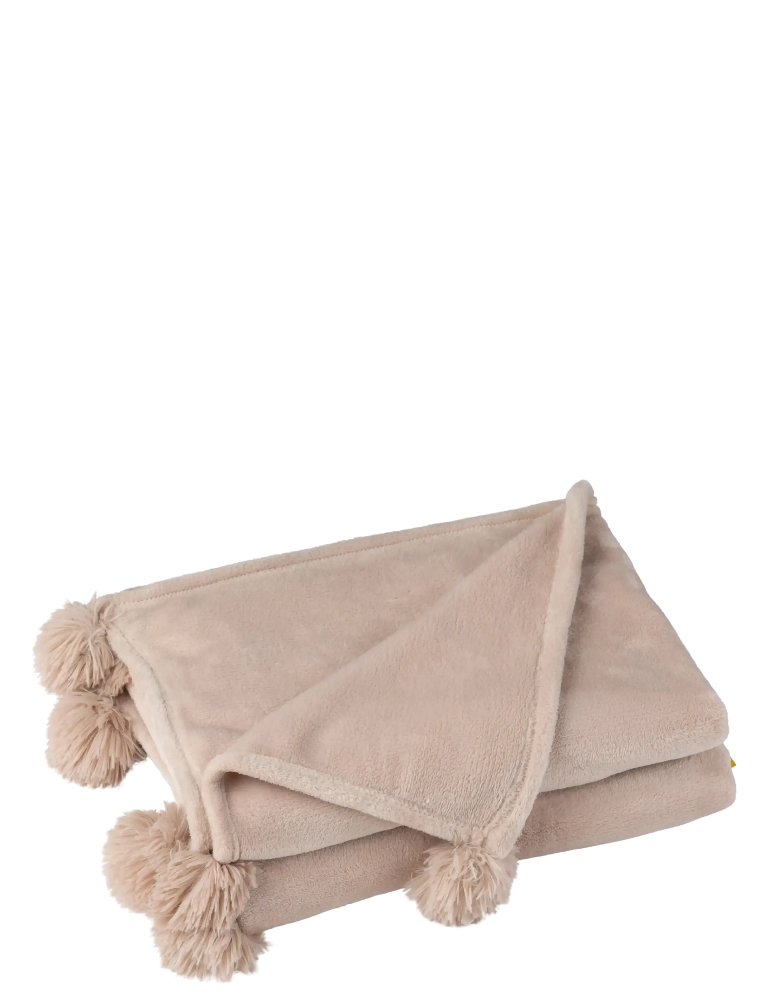 J-Line Plaid Pompom Polyester Dark Beige, Blankets & Quilts, Beige, Str: ONE SIZE