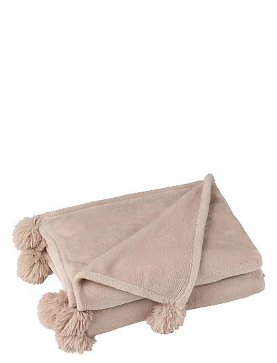 Plaid Pompom Polyester Dark Beige - TæPper & VattæPper