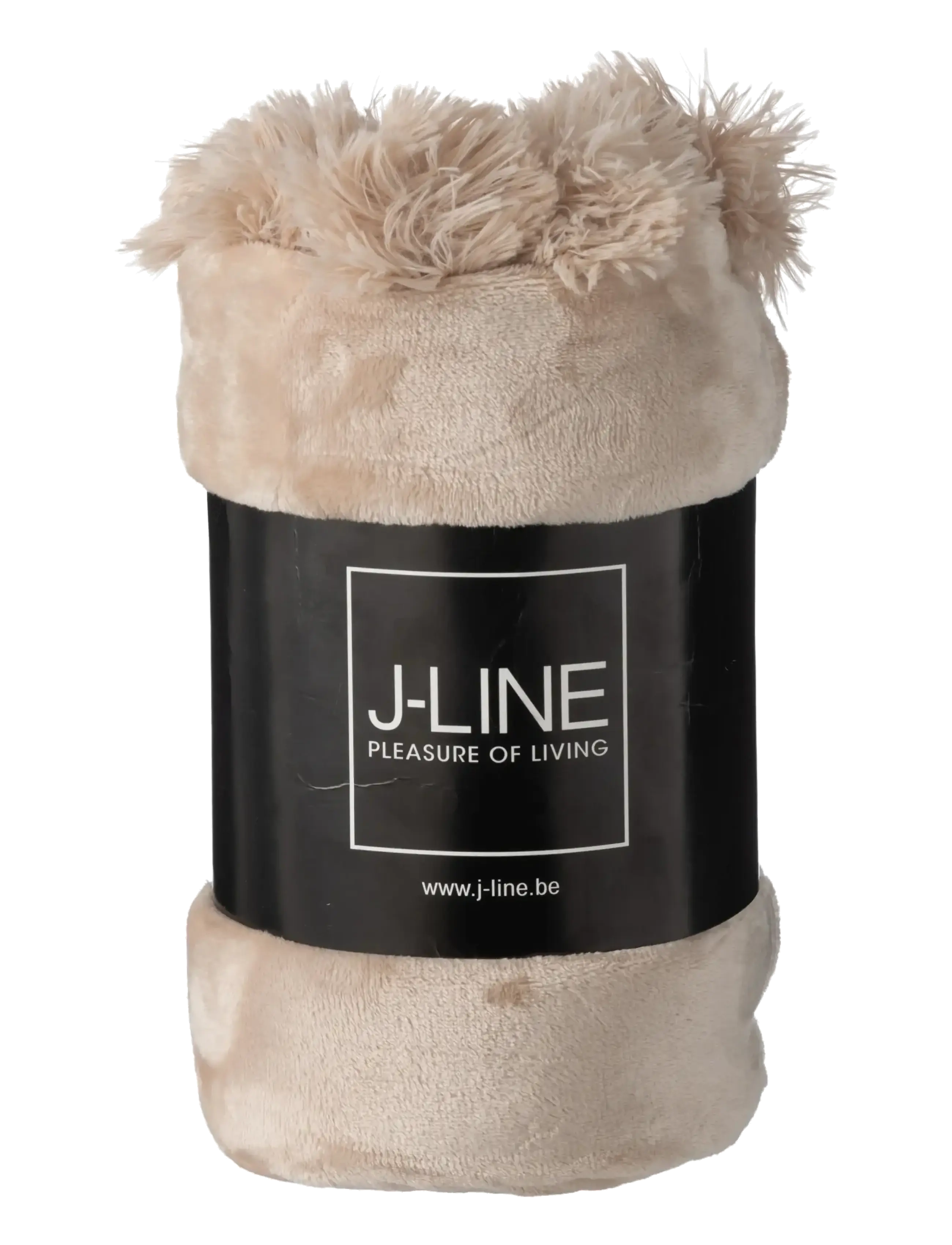 J-Line - PLAID POMPOM POLYESTER DARK BEIGE - filtar - beige - 2