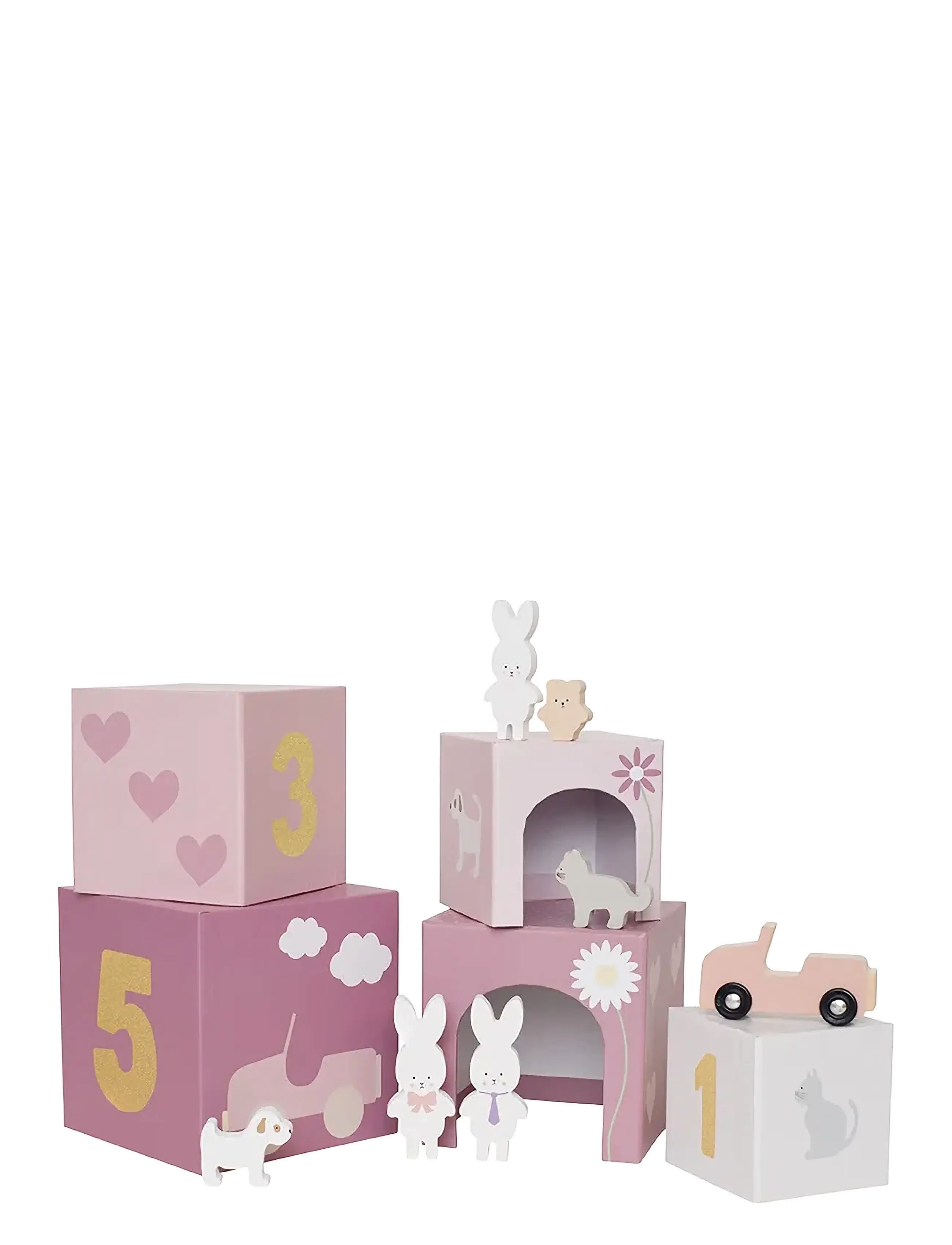 JaBaDaBaDo Stapelbar Kub Bunny 1-5, One Size, Educational Spielzeug, Rosa - Stackable Blocks, Kinder