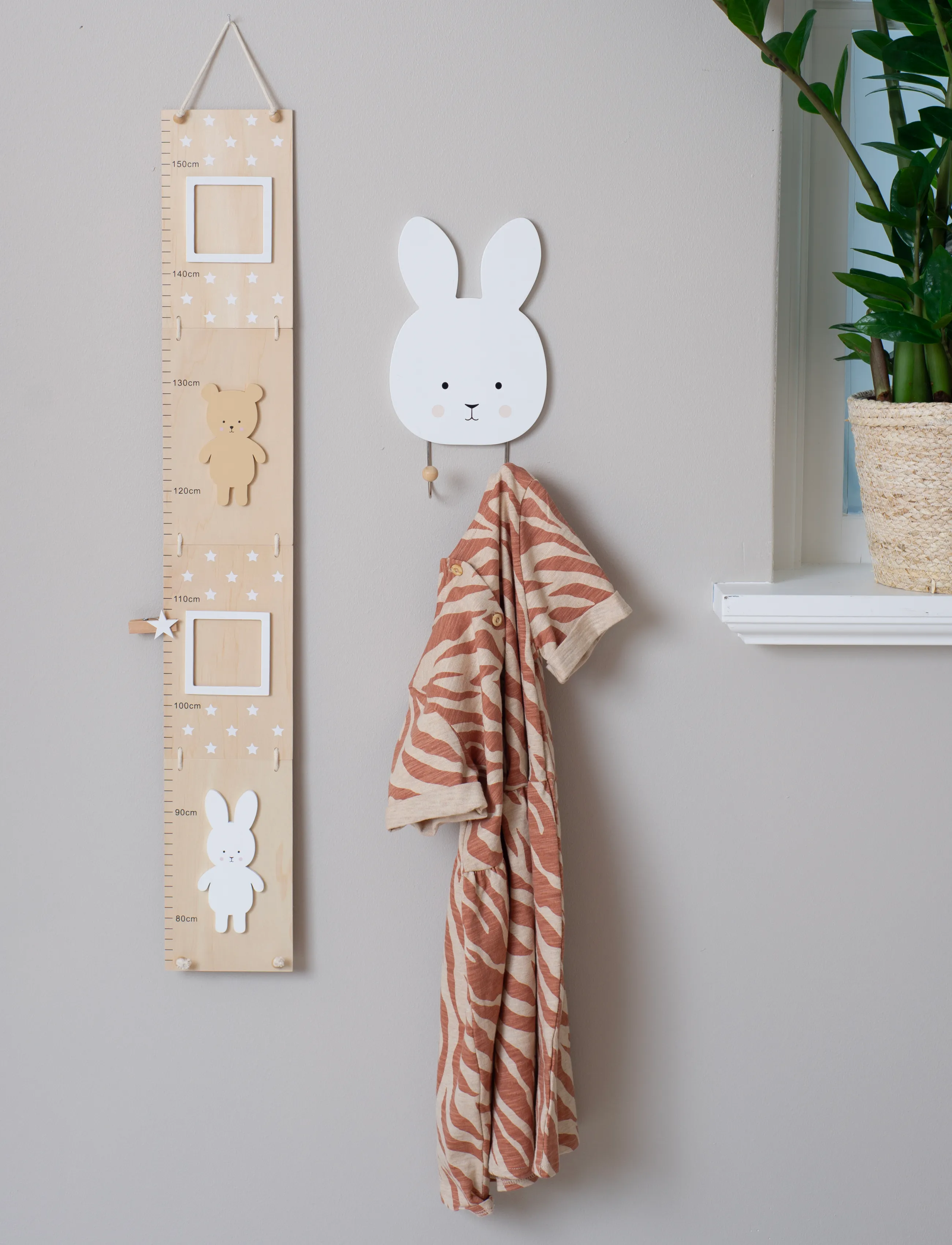 JaBaDaBaDo Growth Chart Teddy & Bunny, One Size, Wall Stickers, Beige - Chart, Kinder