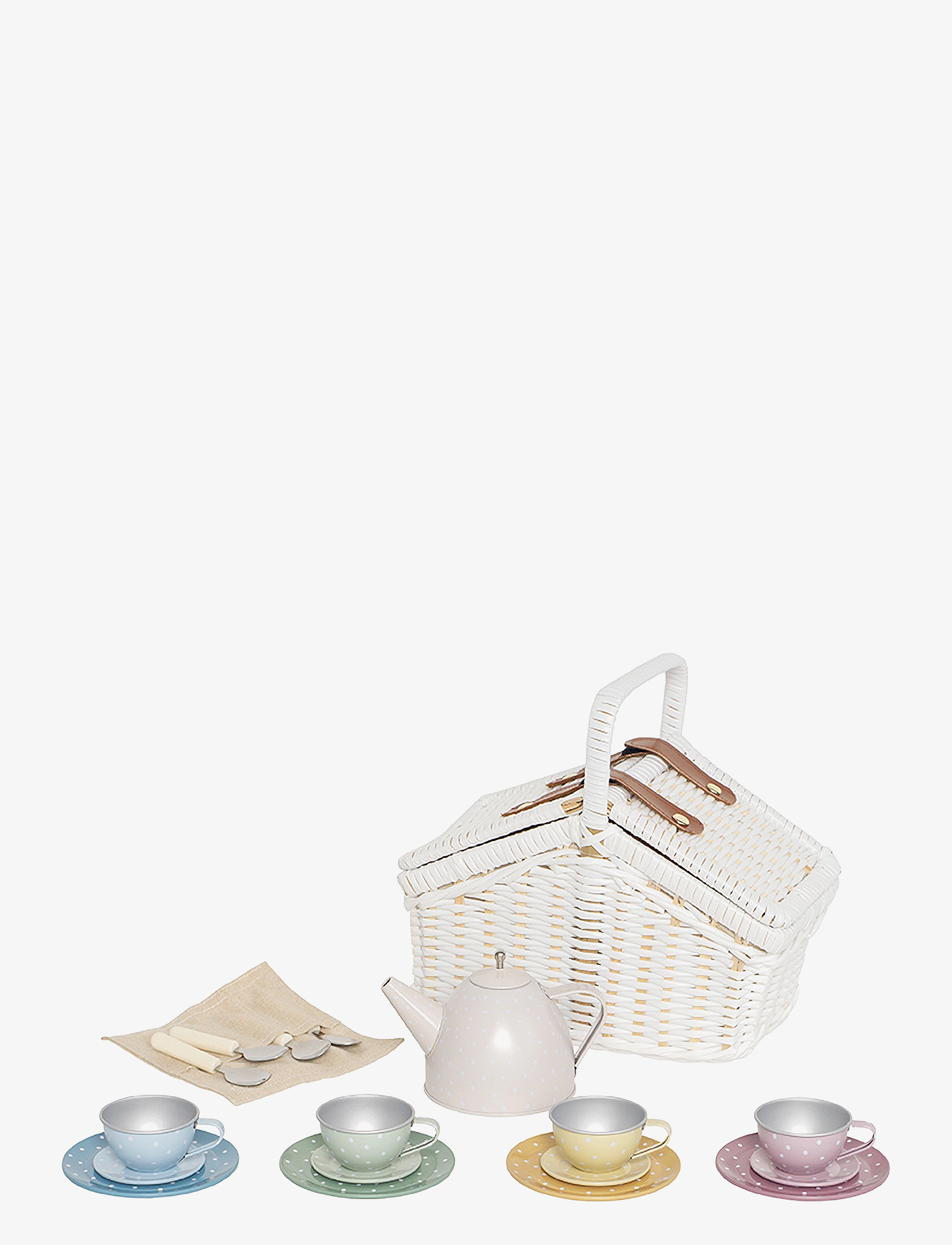 JaBaDaBaDo Tea Set With Basket, One Size, Multi/patterned, Legetøjskøkken Og Tilbehør > Kaffe- Og Tesæt, Børn