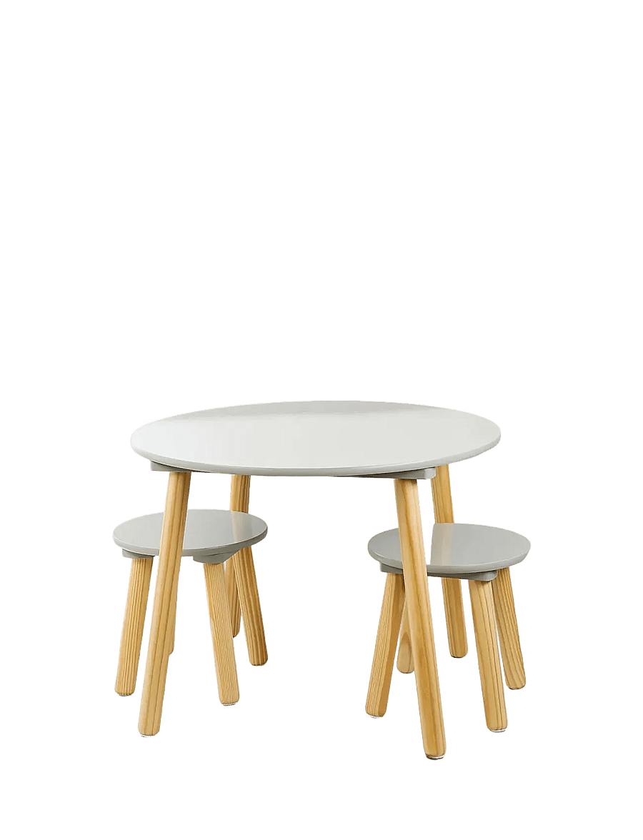 JaBaDaBaDo - Table & 2 stools grey - laste magamistoakomplektid - grey - 1