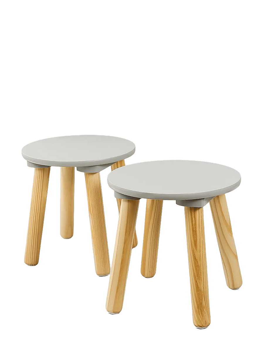 JaBaDaBaDo - Table & 2 stools grey - laste magamistoakomplektid - grey - 2