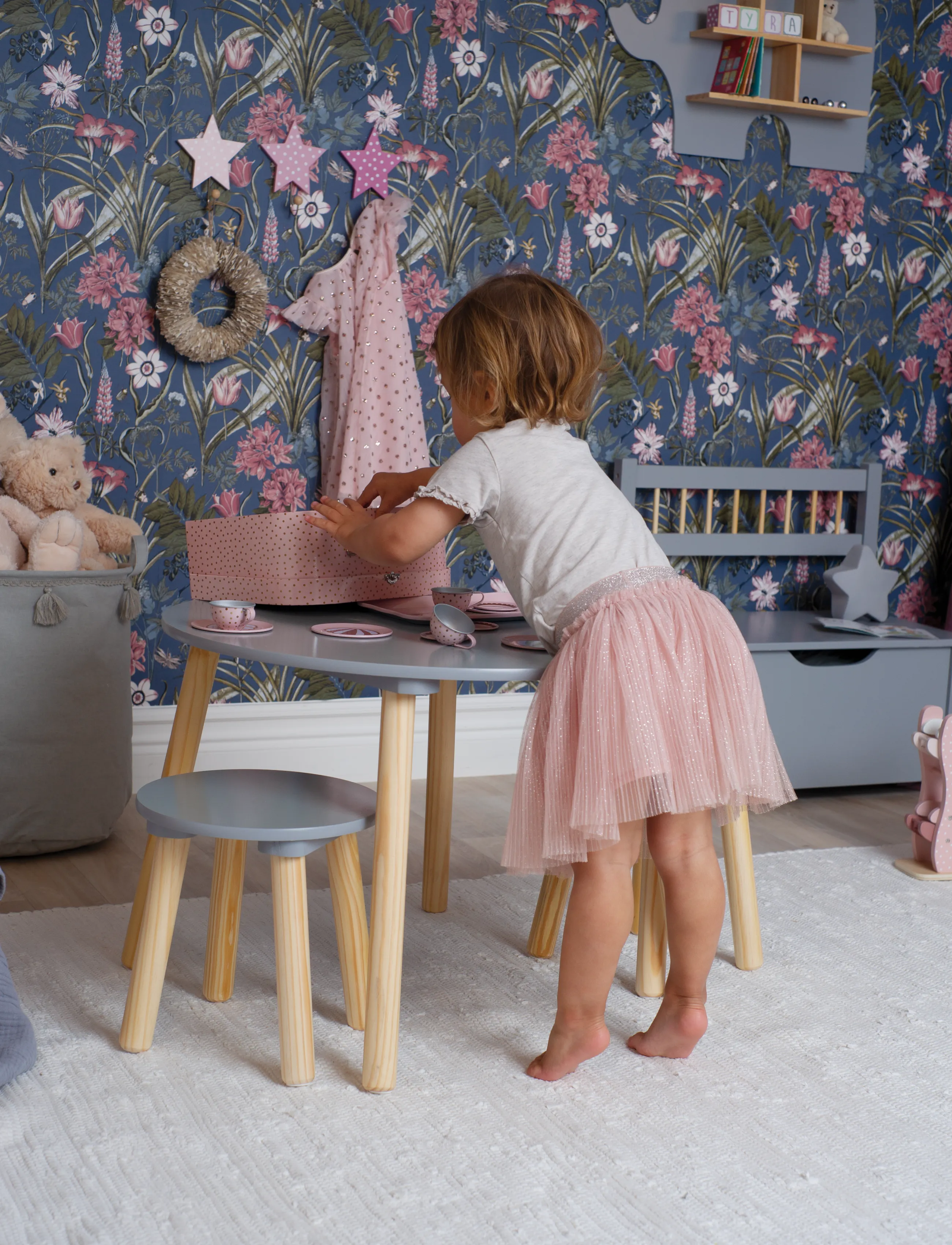 JaBaDaBaDo Table & 2 Stools Grey, One Size, Furniture, Grau - Kids Bedroom Sets, Kinder
