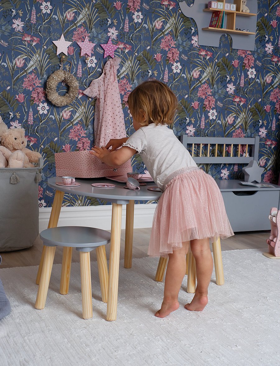 JaBaDaBaDo - Table & 2 stools grey - laste magamistoakomplektid - grey - 0
