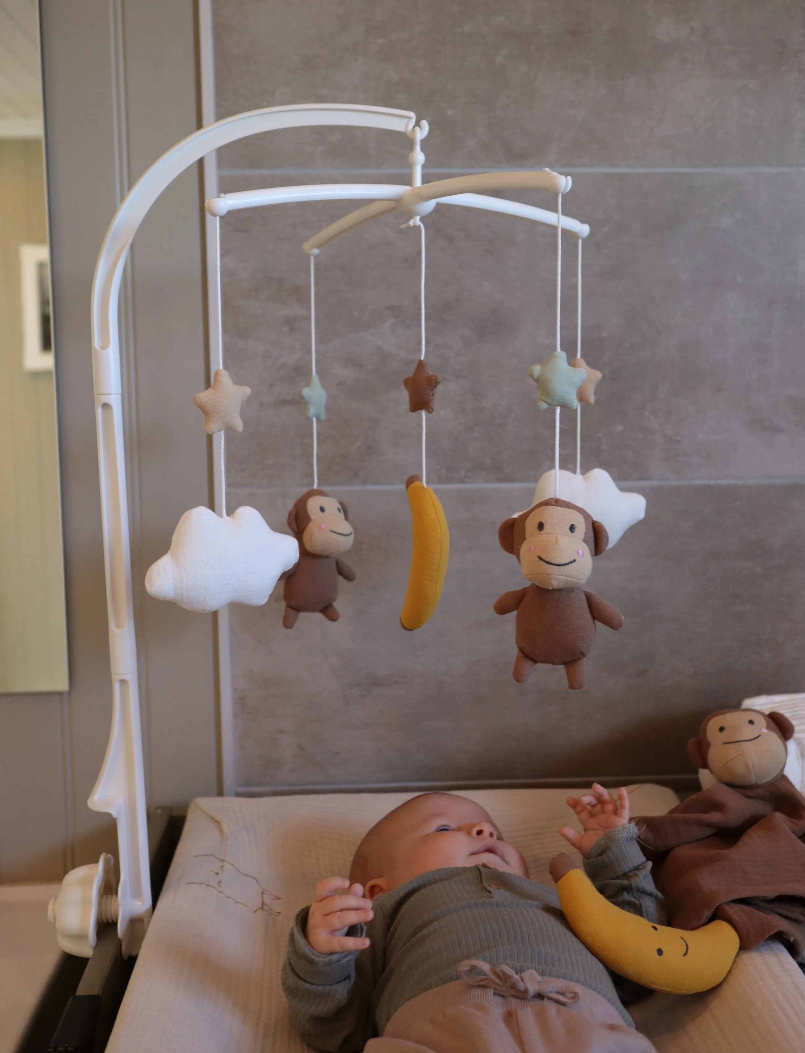 JaBaDaBaDo Musical Mobile Monkey, One Size, Baby Nursery, Weiß - Mobiles, Kinder