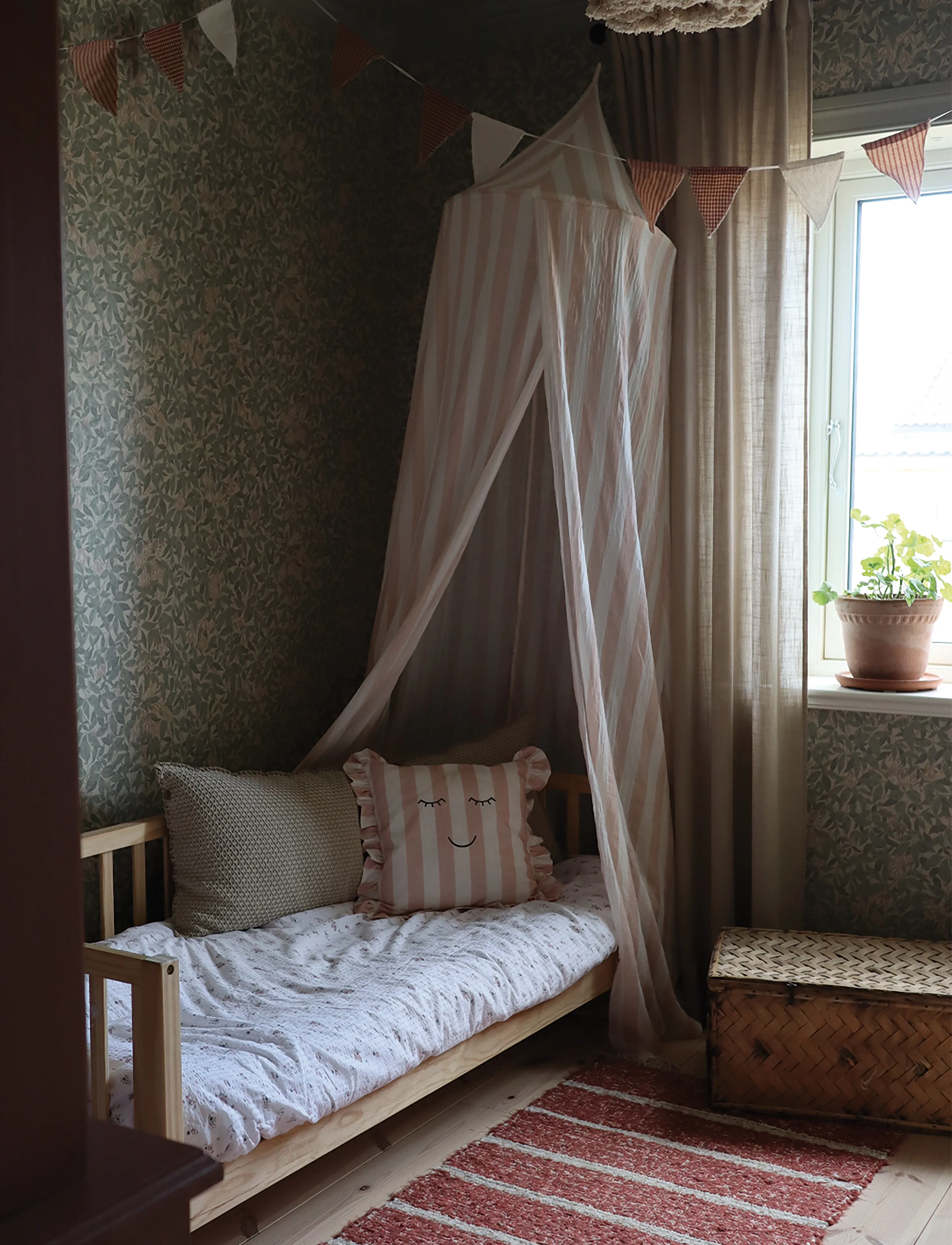 JaBaDaBaDo Canopy Pink/White Stripes, One Size, White, Søvntid > Baldakin, Børn