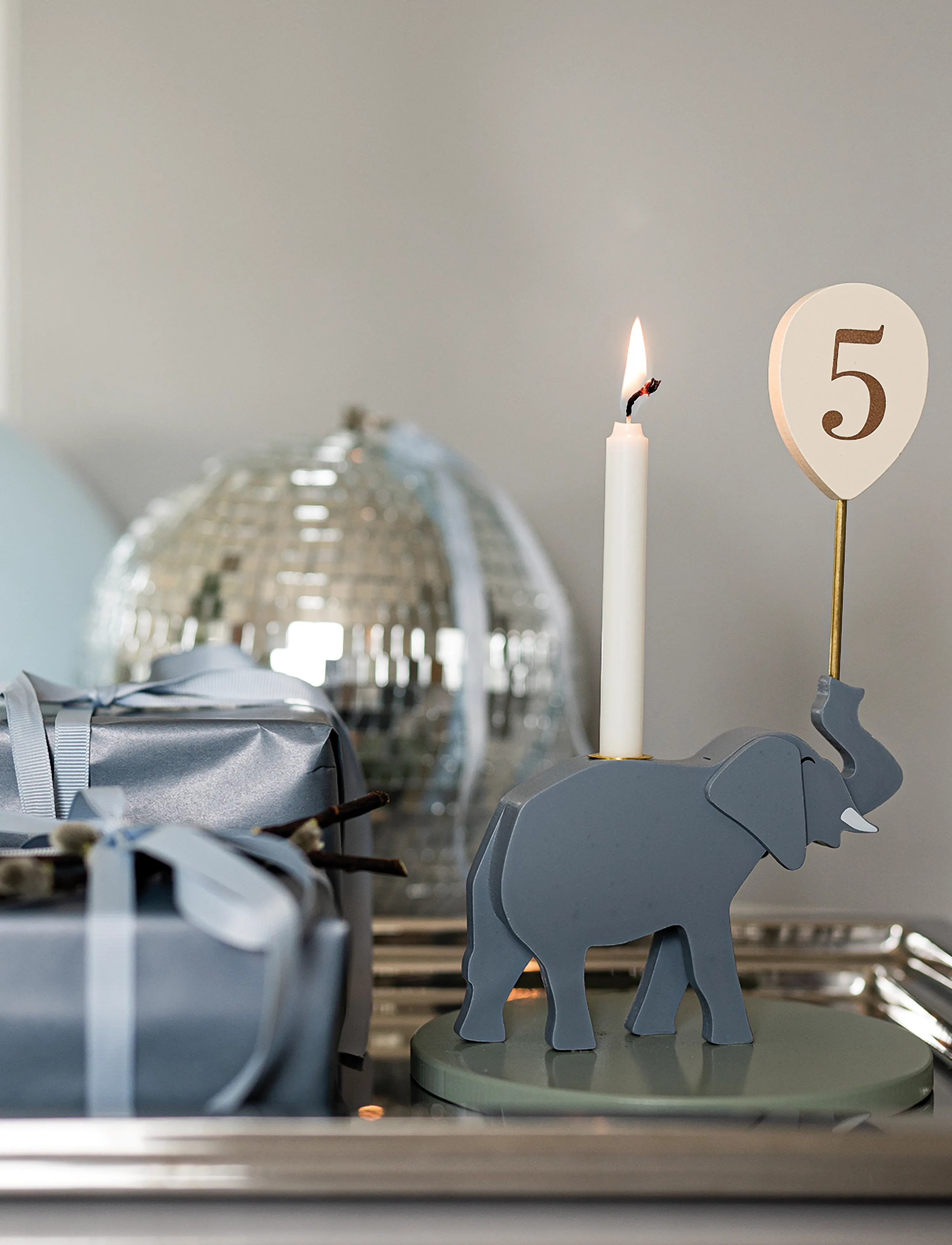 JaBaDaBaDo Candlestick Elephant, One Size, Kids Decor, Grau - Decoration Accessories-details, Kinder