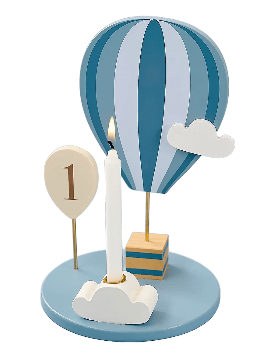 JaBaDaBaDo - Candlestick air balloon blue - dekorative wohnaccessoires - blue - 1