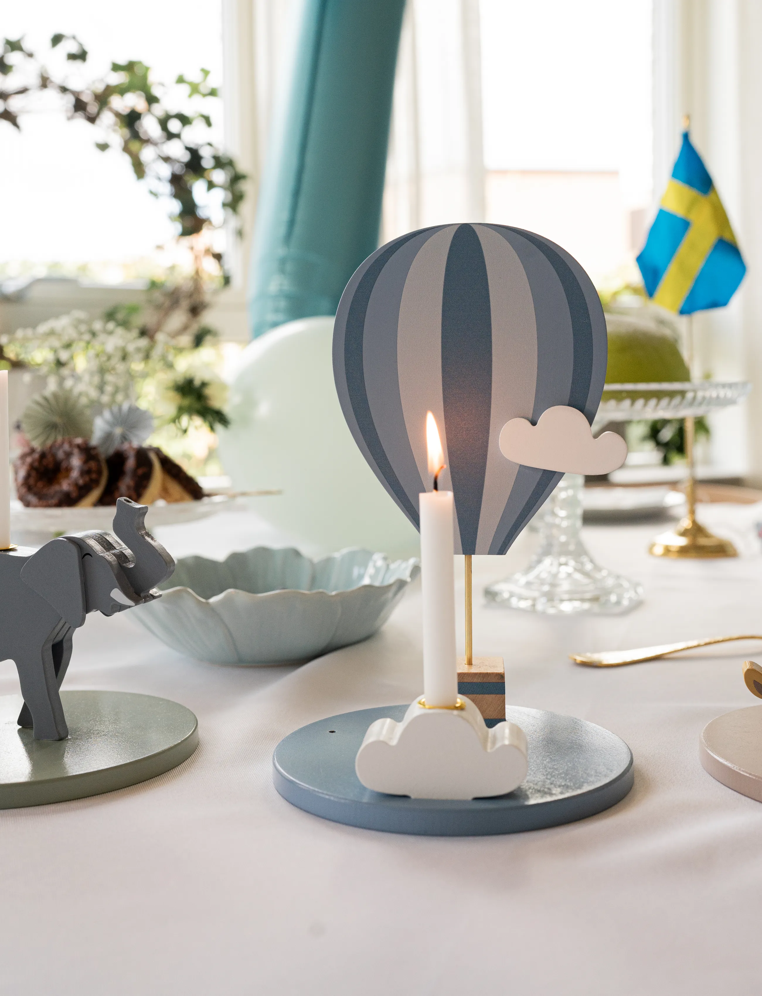 JaBaDaBaDo Candlestick Air Balloon Blue, One Size, Kids Decor, Blau - Decoration Accessories-details, Kinder