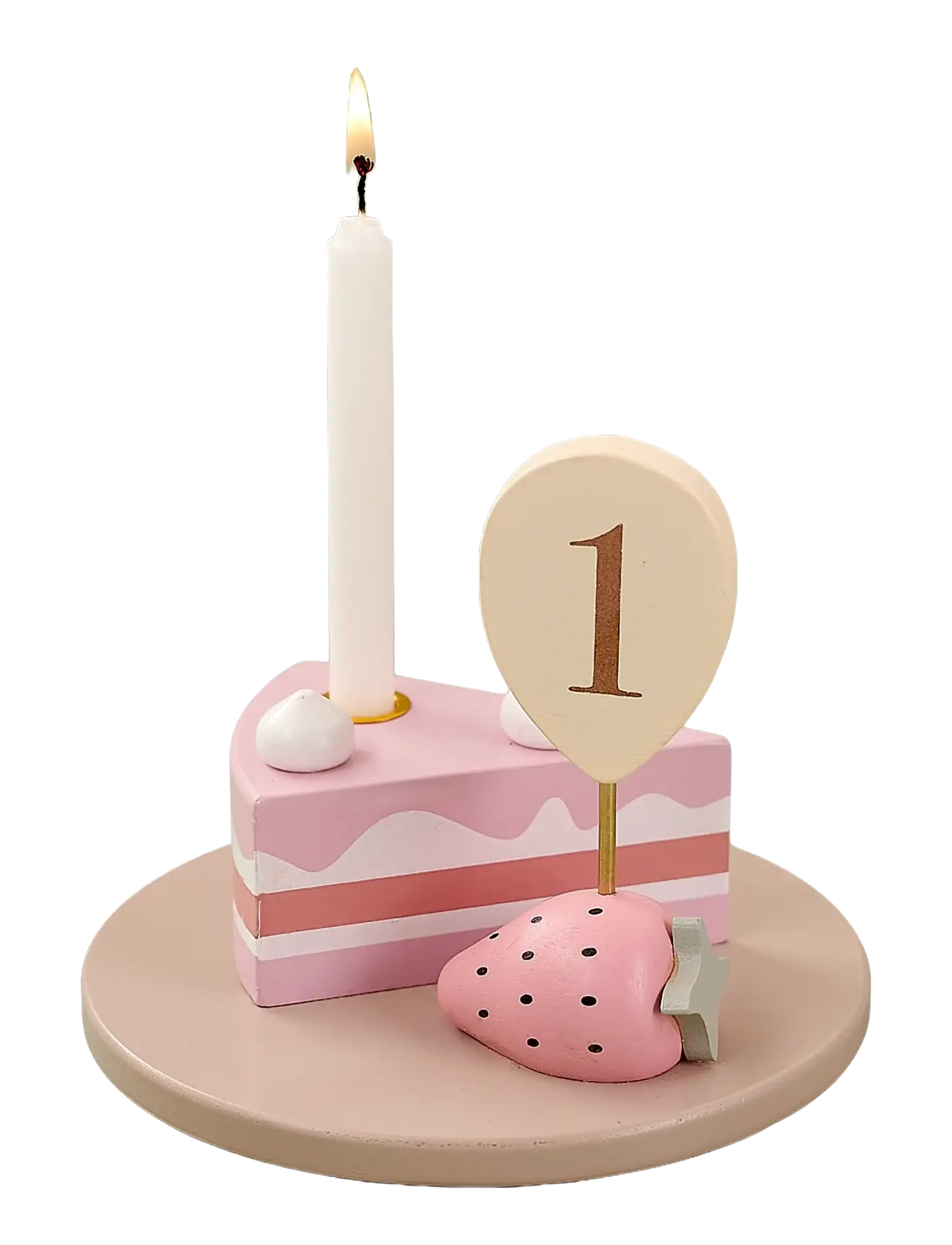 JaBaDaBaDo Candlestick Strawberry Cake, Decoration Tilbehør-details, Pink, Str: ONE SIZE