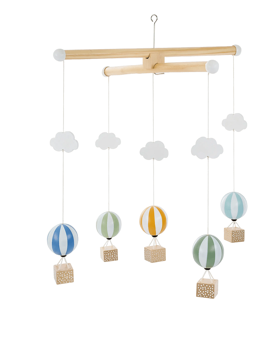 JaBaDaBaDo - Wooden mobile air ballon blue - baby-mobiles - blue - 1