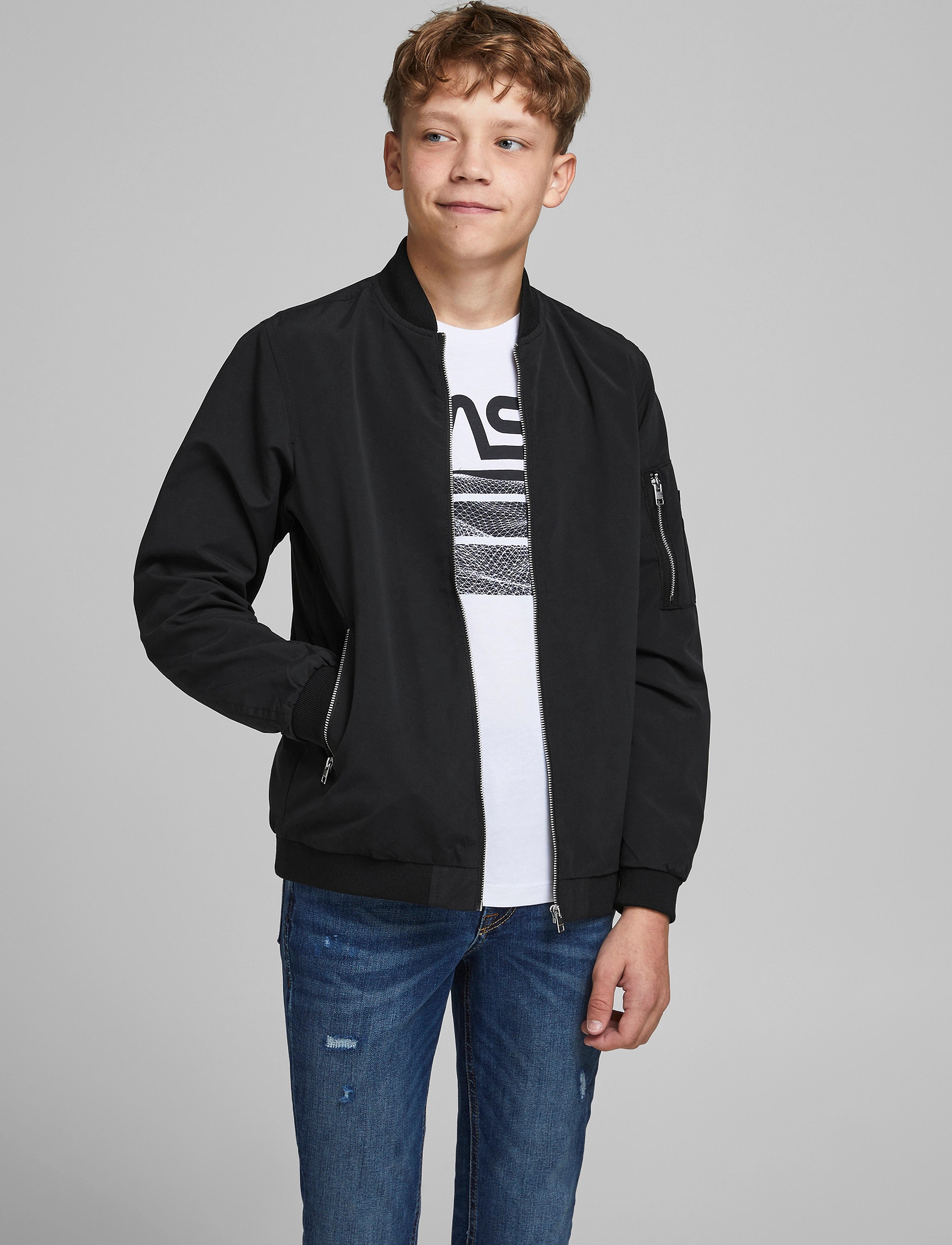 Jack & Jones Jjerush Bomber Noos Jnr, 140, Black, Jakker & Frakker > Bomber, Børn
