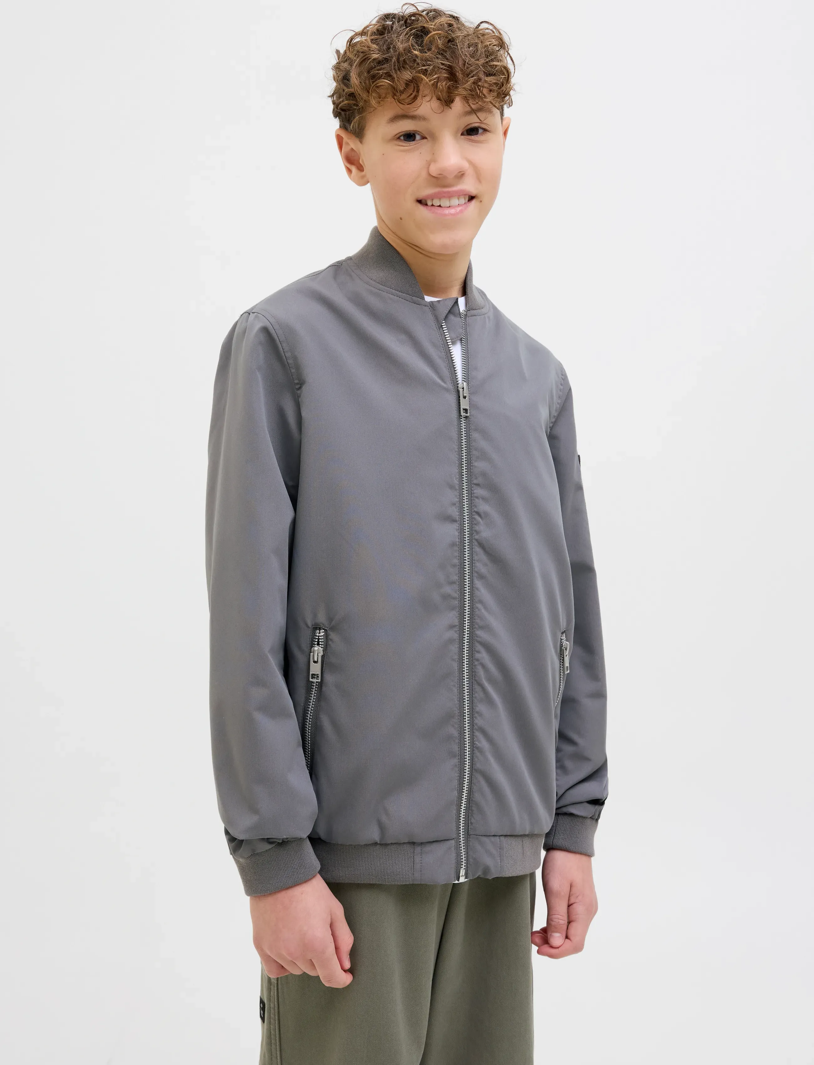 Jack & Jones Jjerush Bomber Noos Jnr, 176, Grey, Jakker & Frakker > Bomber, Børn