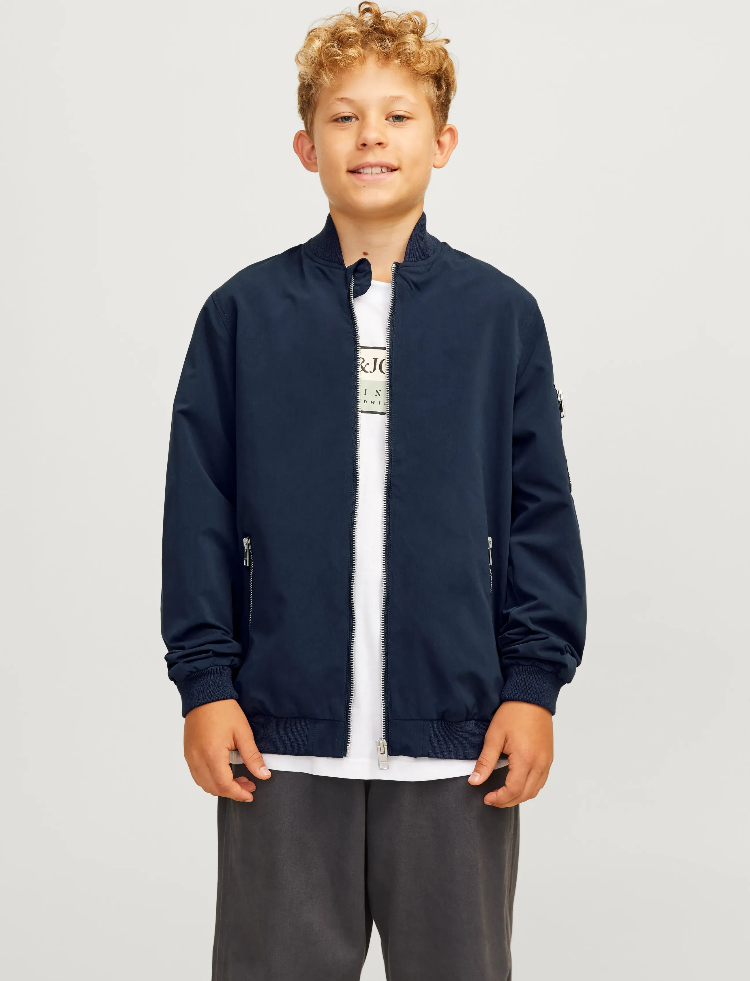 Jack & Jones Jjerush Bomber Noos Jnr, 152, Blue, Jakker & Frakker > Bomber, Børn
