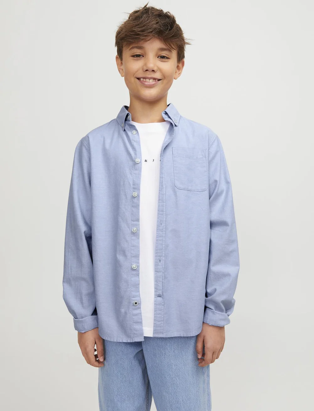 Jack & Jones - JJEOXFORD SHIRT L/S NOOS JNR - skjorter - cashmere blue - 0