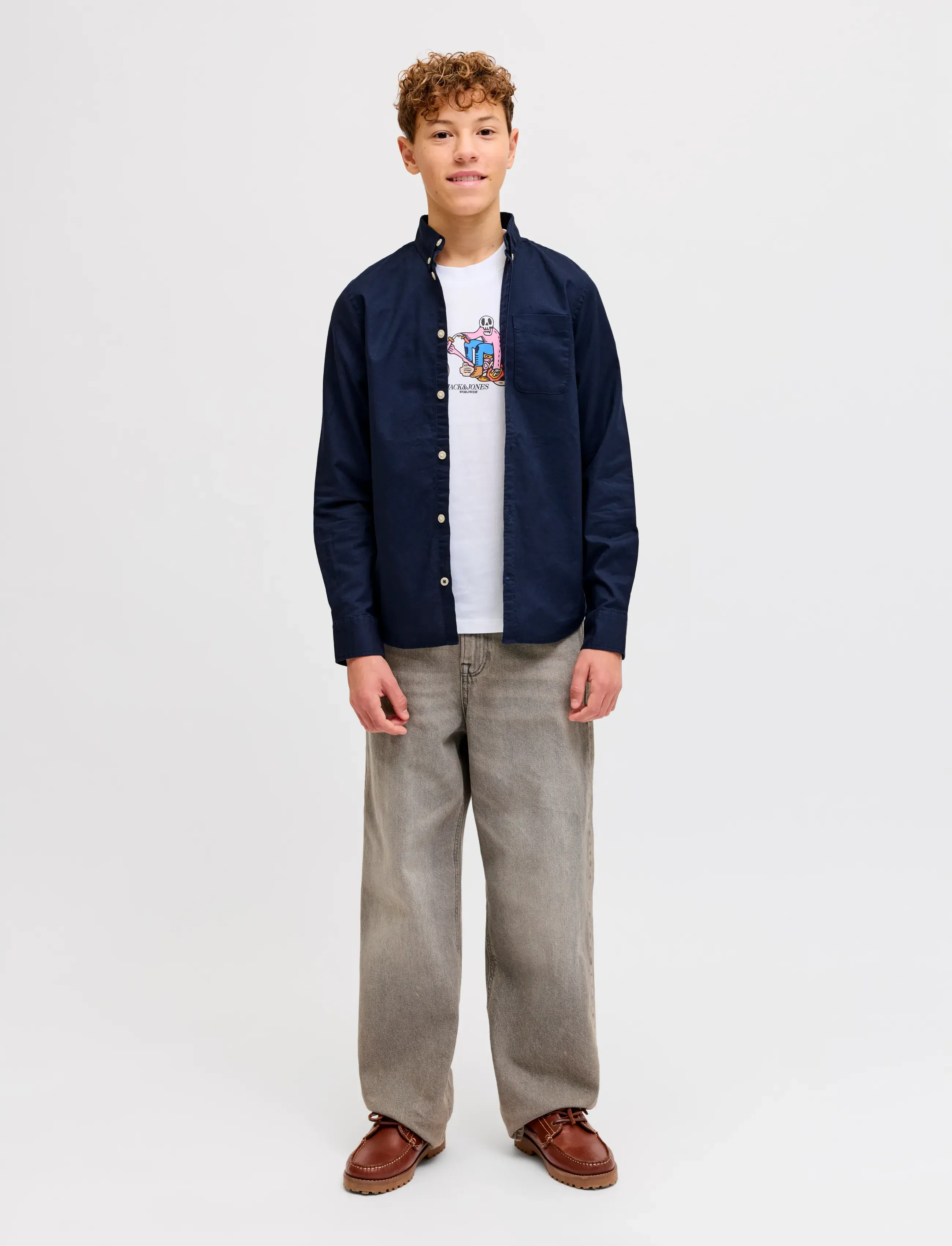 Jack & Jones - JJEOXFORD SHIRT L/S JNR - marškiniai ilgomis rankovėmis - navy blazer - 4