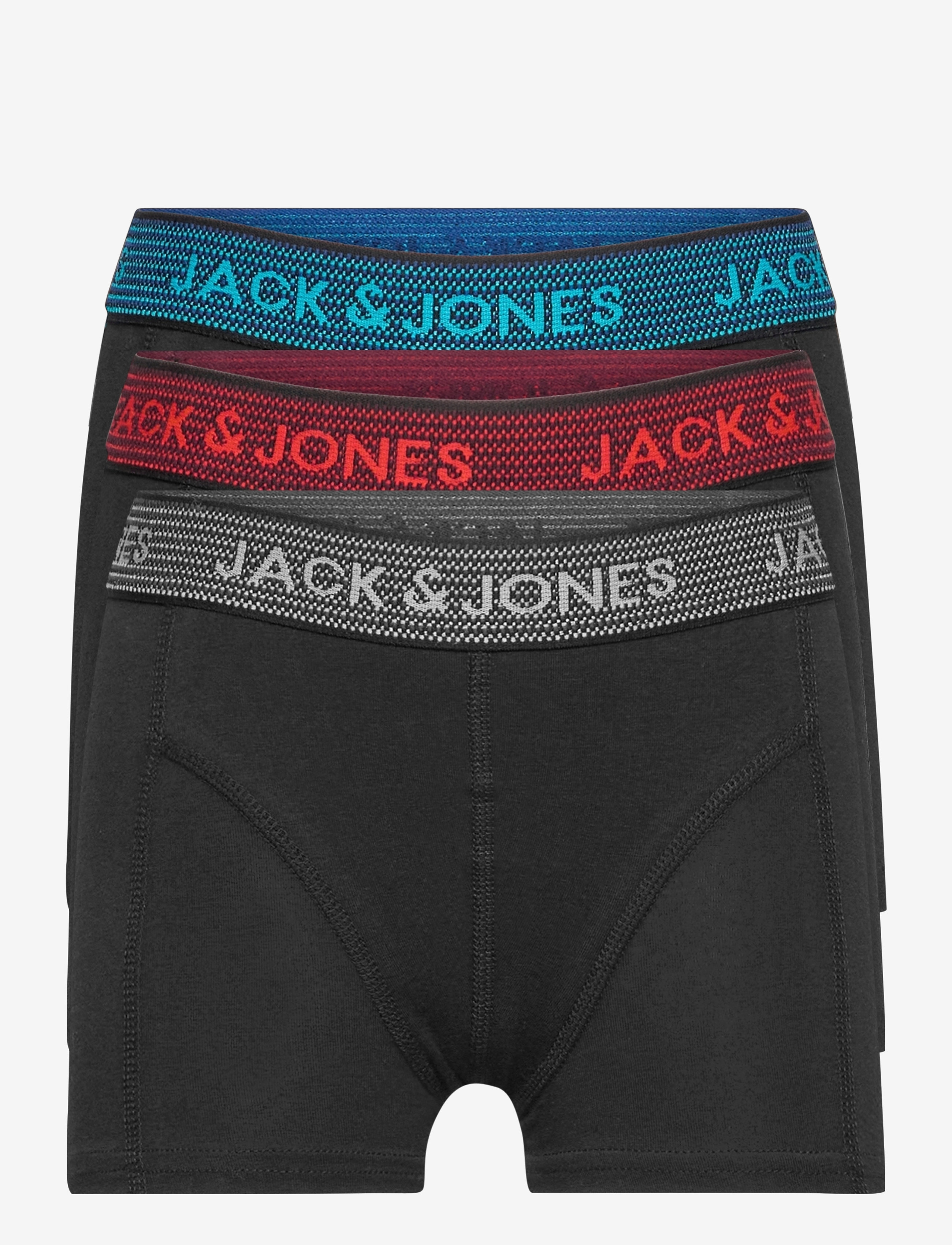 Jack & Jones JACWAISTBAND TRUNKS 3 PACK NOOS JNR - Flerpack - ASPHALT / black