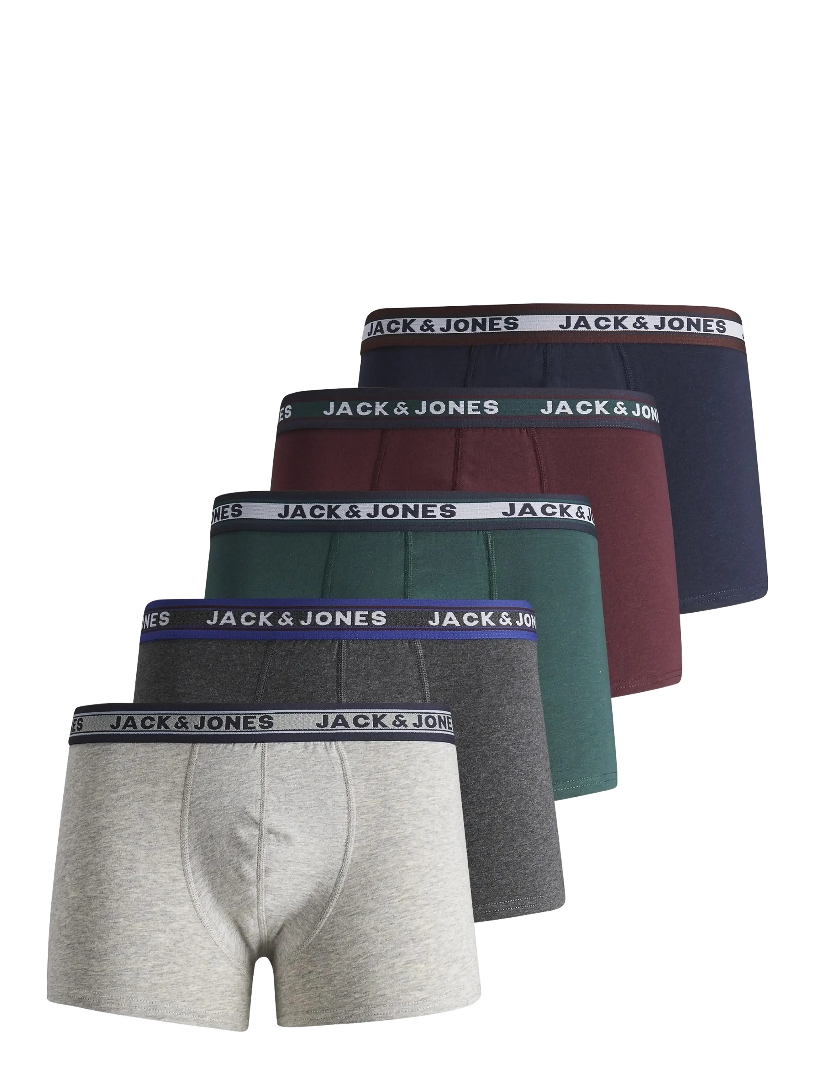 Jack & Jones JACOLIVER TRUNKS 5 PACK NOOS JNR - Pesu - DARK GREEN MELANGE / grey