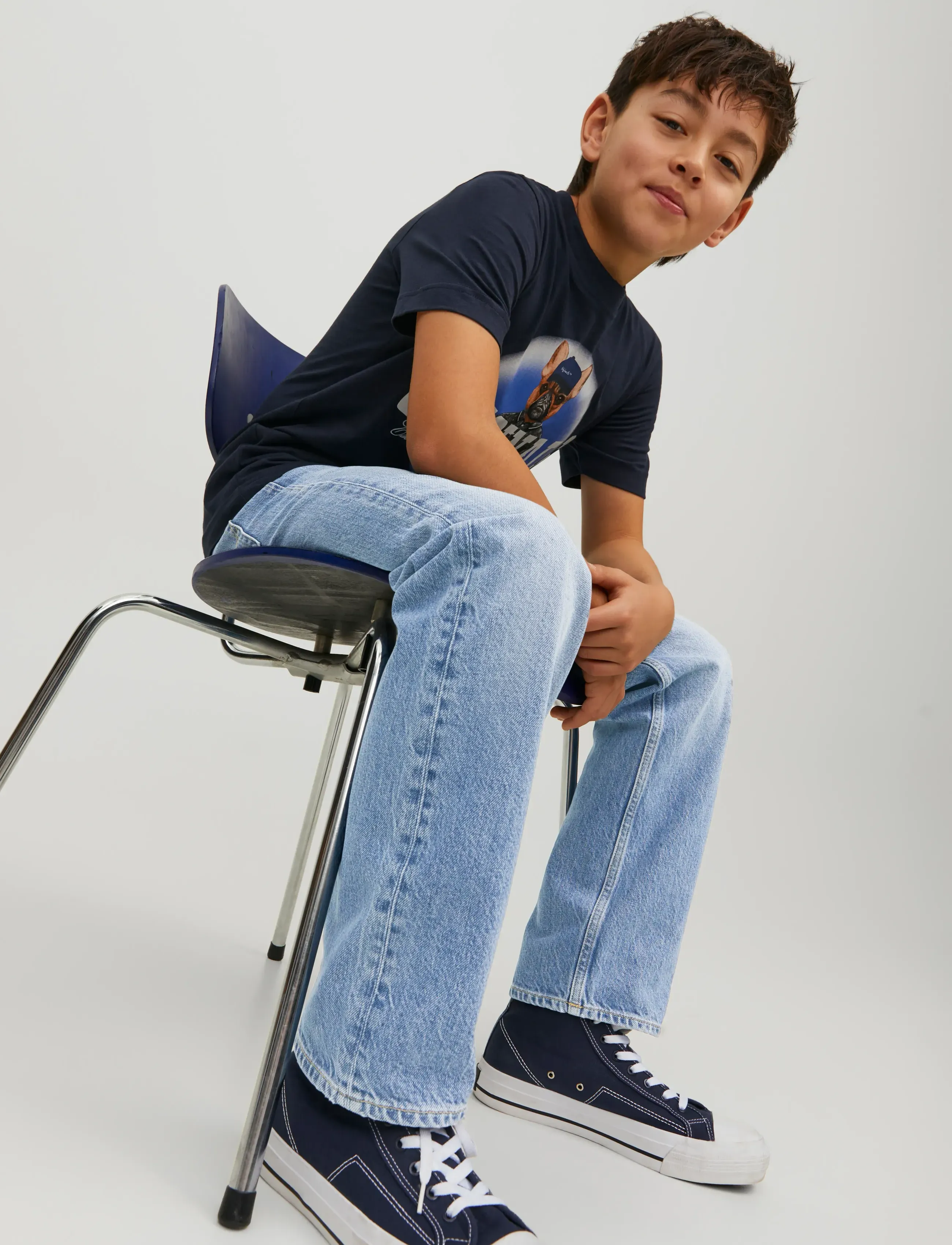 Jack & Jones - JJICHRIS JJORIGINAL AKM 920 NOOS JNR - regular piegriezuma džinsa bikses - blue denim - 5