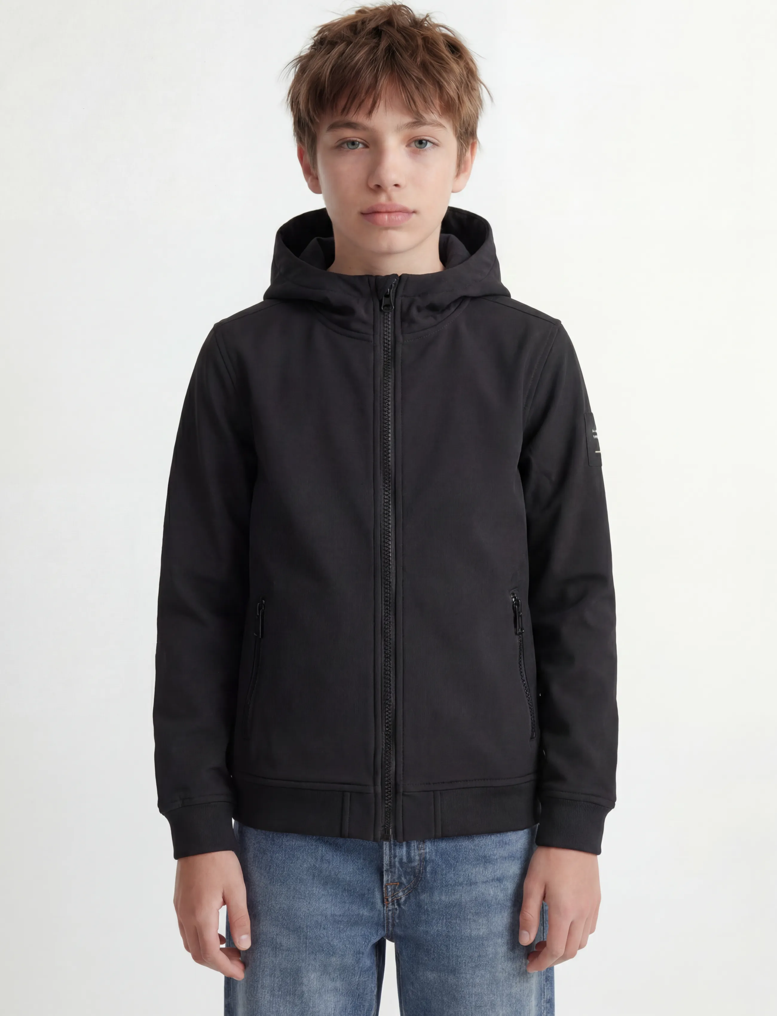 Jack & Jones Jjebasic Softshell Hood Noos Jnr, 128, Softshells, Grau - Jackets, Kinder