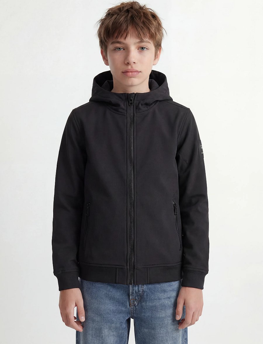 Jack & Jones - JJEBASIC SOFTSHELL HOOD NOOS JNR - softshell jakker - black - 0