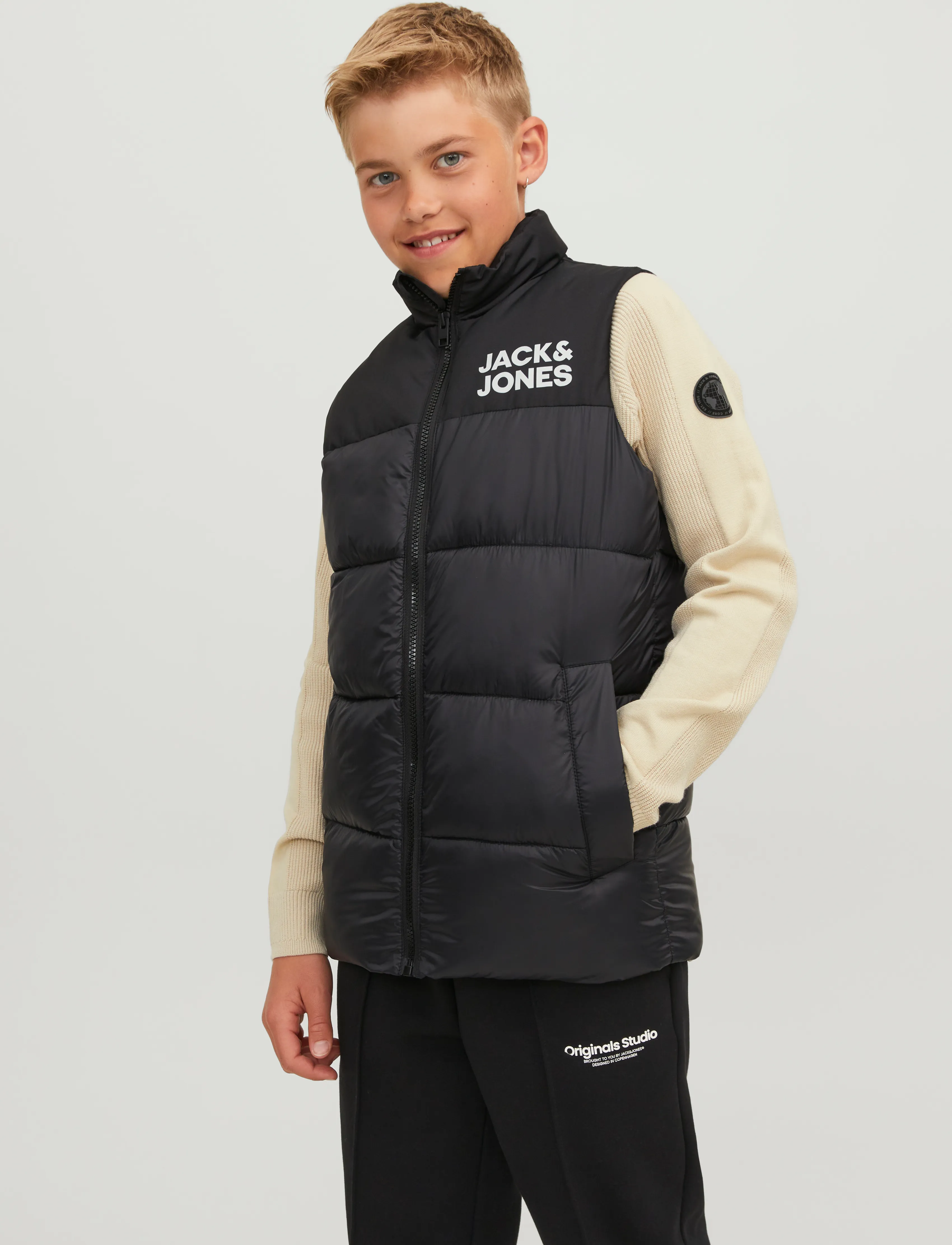 Jack & Jones Jjetoby Bodywarmer Collar Sn Jnr, Børn, Vatteret Bodywarmer, Sort, Str: 164