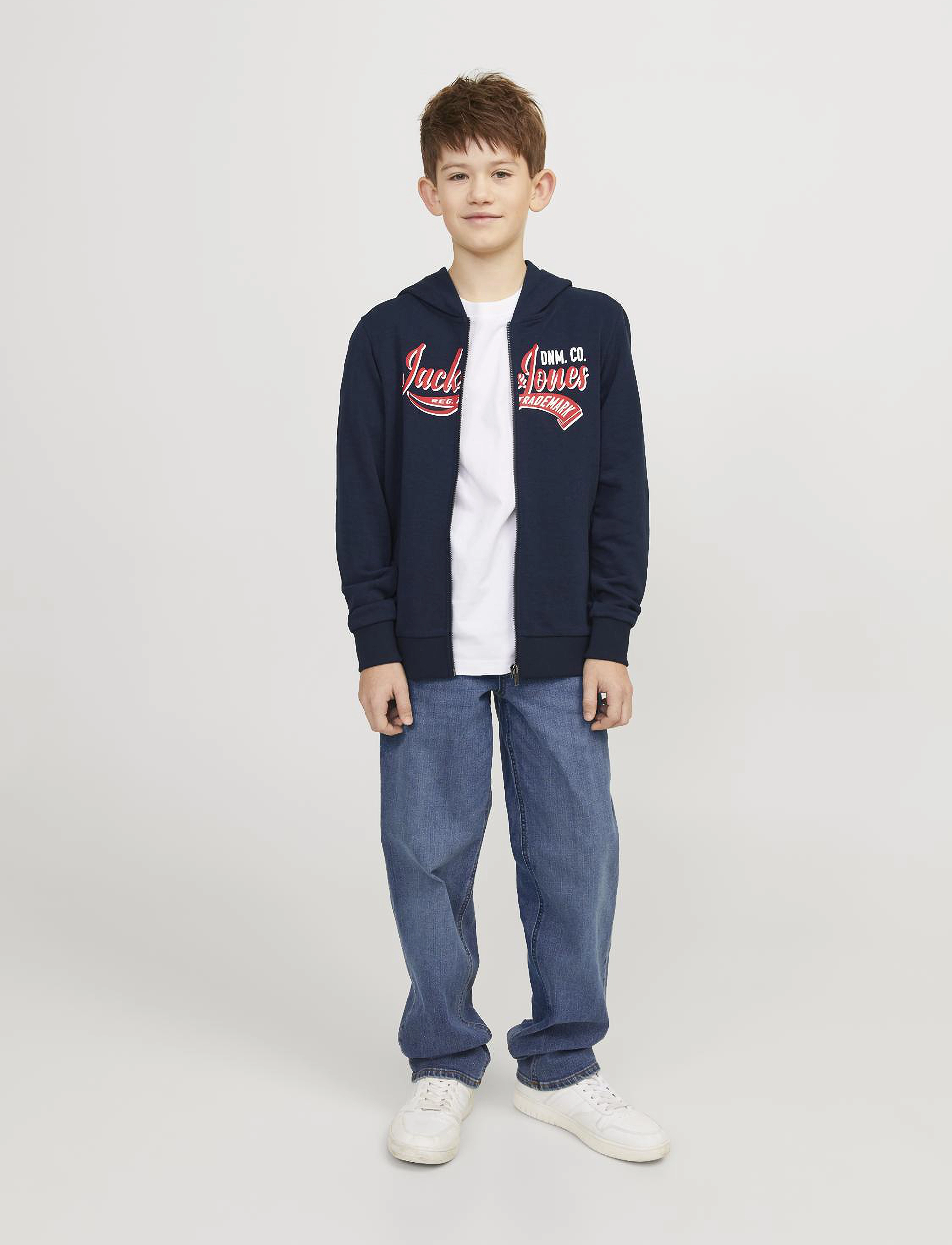 Jack & Jones - JJELOGO SWEAT ZIP 2COL SS24 NOOS JNR - navy blazer - 4