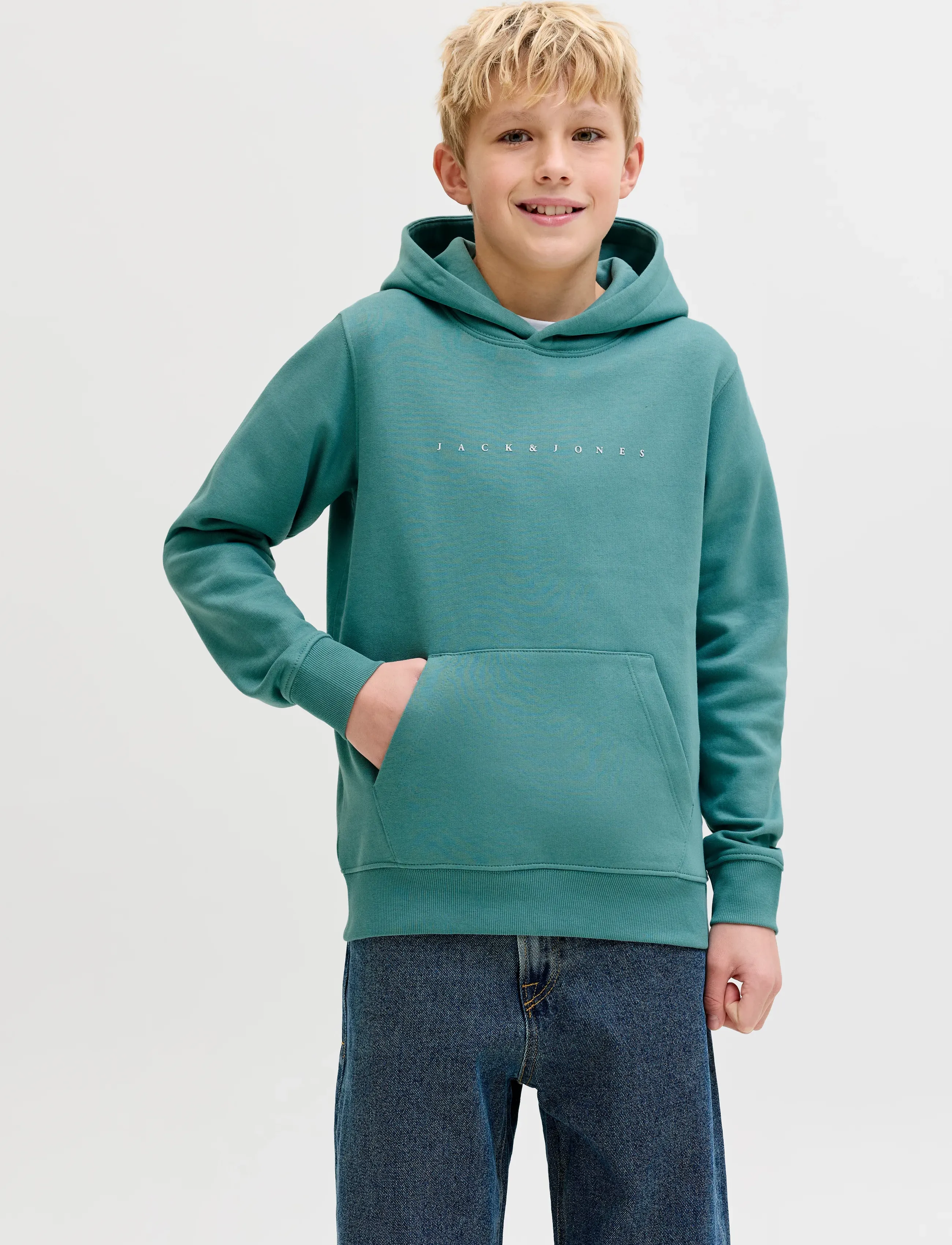 Jack & Jones JJESTAR JJ SWEAT HOOD NOOS JNR - Hættetrøjer - MINERAL BLUE / blue