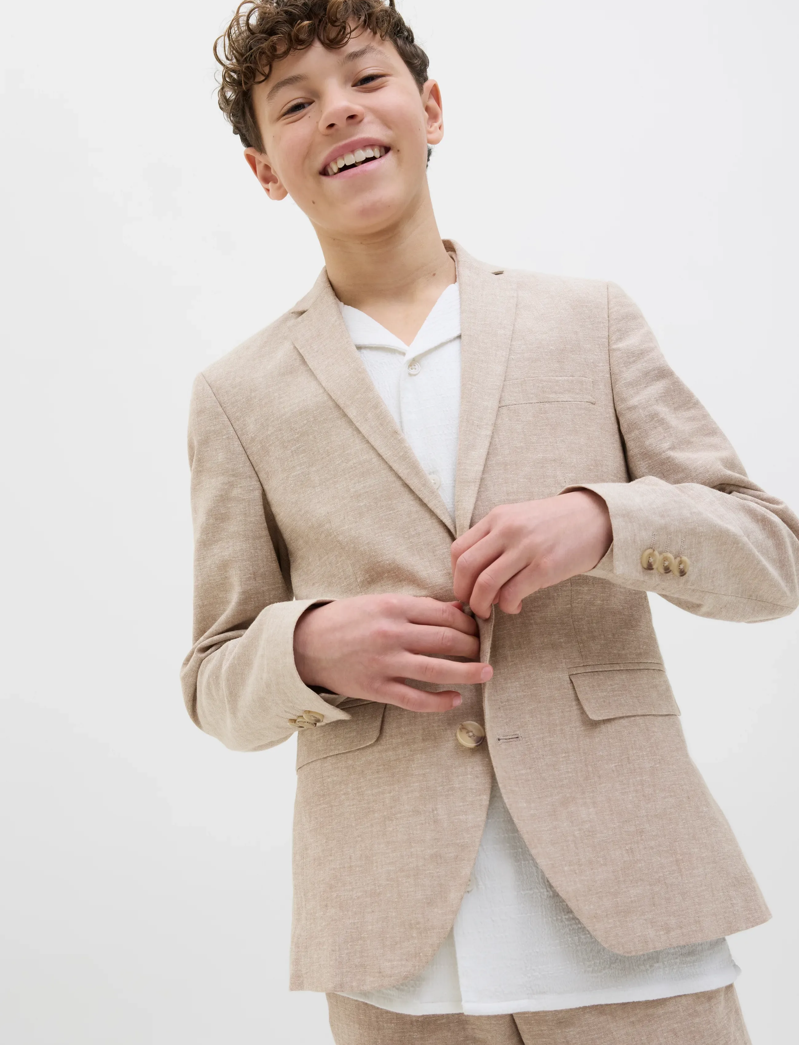 Jack & Jones - JPRRIVIERA BLAZER SN JNR - kavajer - beige - 4