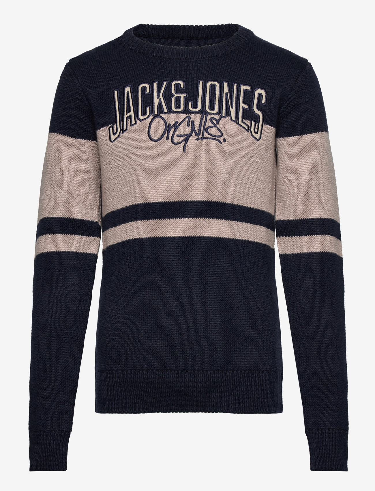 Jack & Jones - JORTRIBECA BLOCK KNIT CREW NECK JNR - tröjor - navy blazer - 0